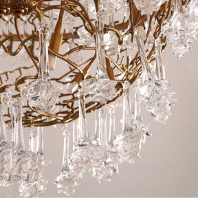 Crystal Drop Brass Branch Chandelier 31.4"D