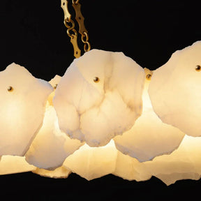 Glow Alabaster Moira Marble Modern Snowflake Linear Chandelier with Chain