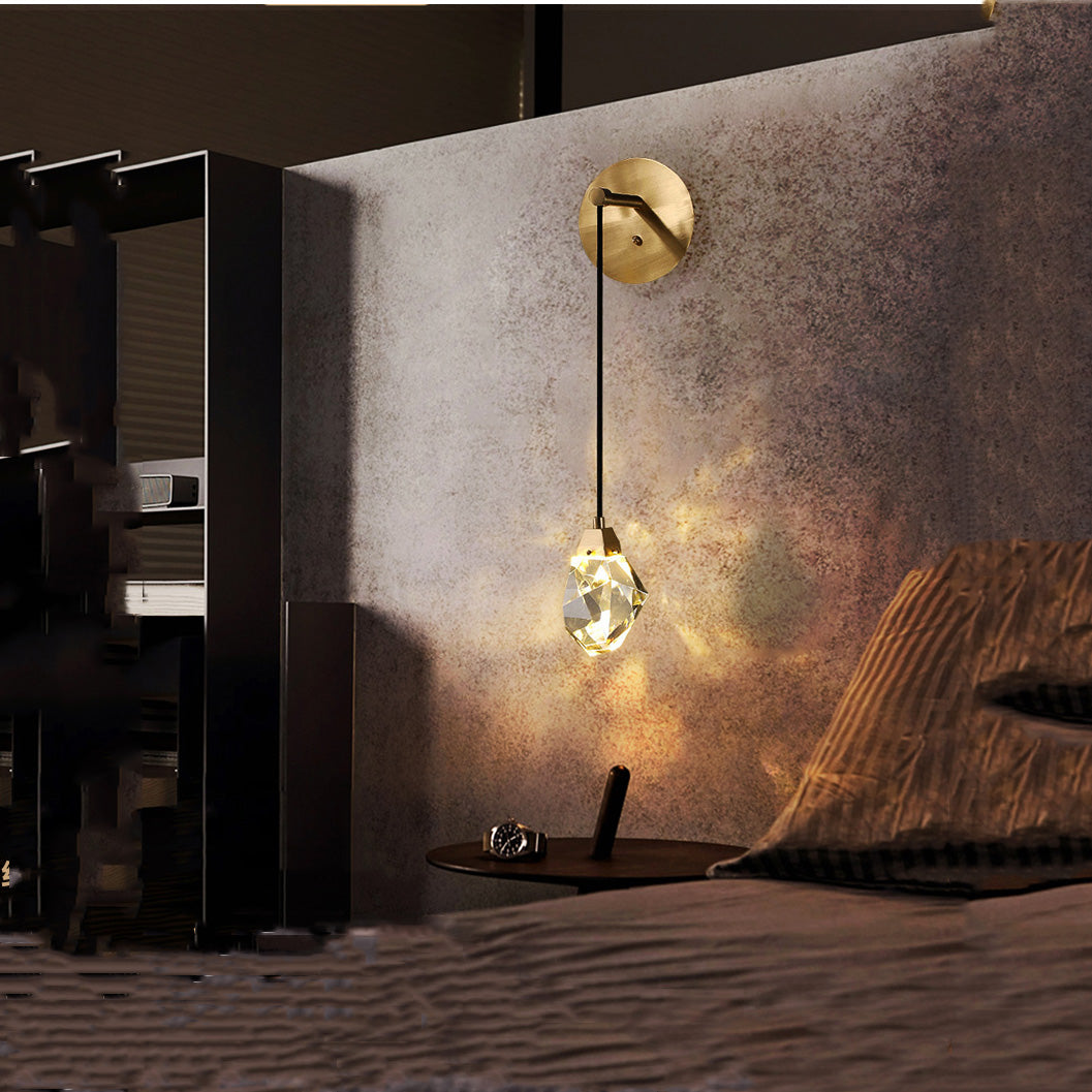 Mamie Modern Faceted Crystal Wall Sconce For Bedroom
