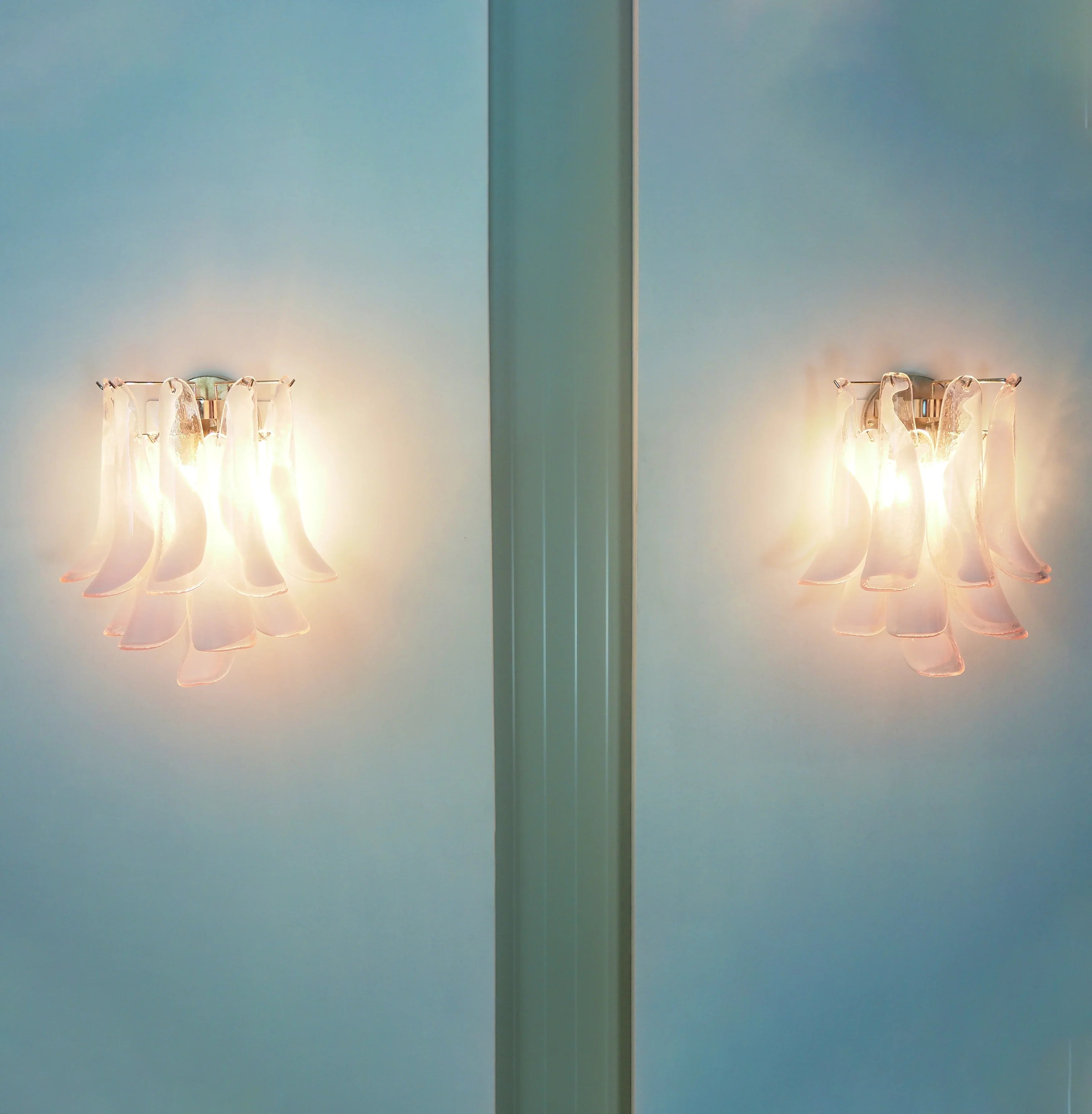 Vintage Murano Pink Wall Lights 13.8"