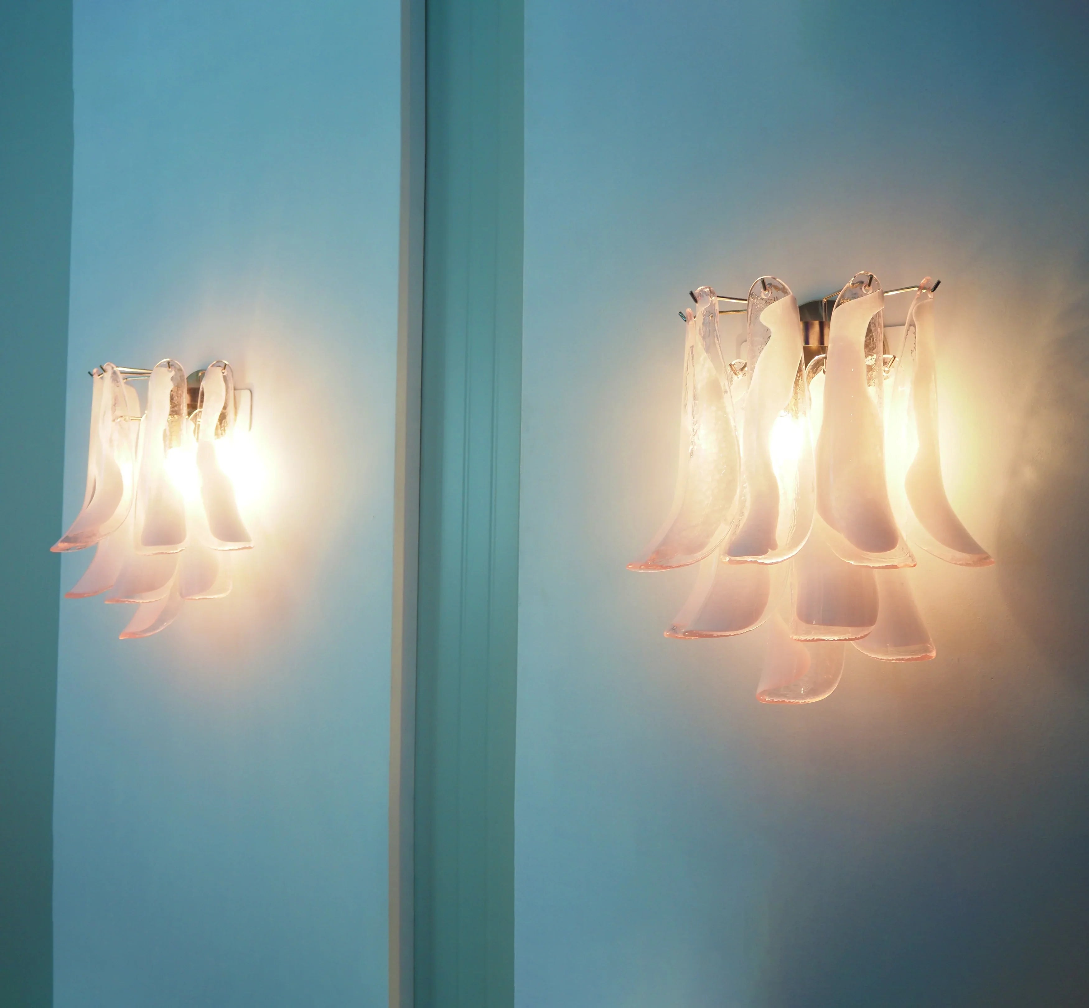 Vintage Murano Pink Wall Lights 13.8"