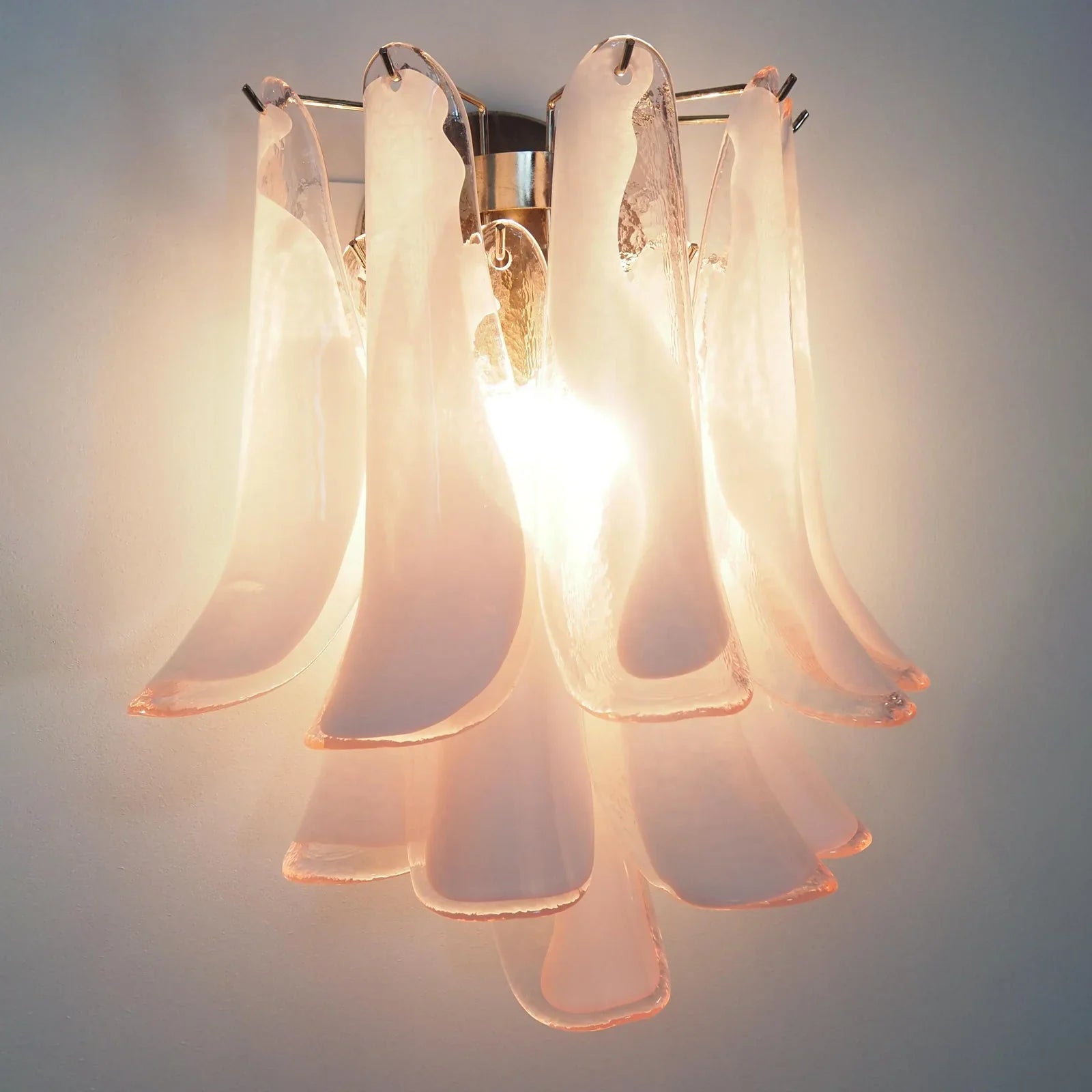 Vintage Murano Pink Wall Lights 13.8"