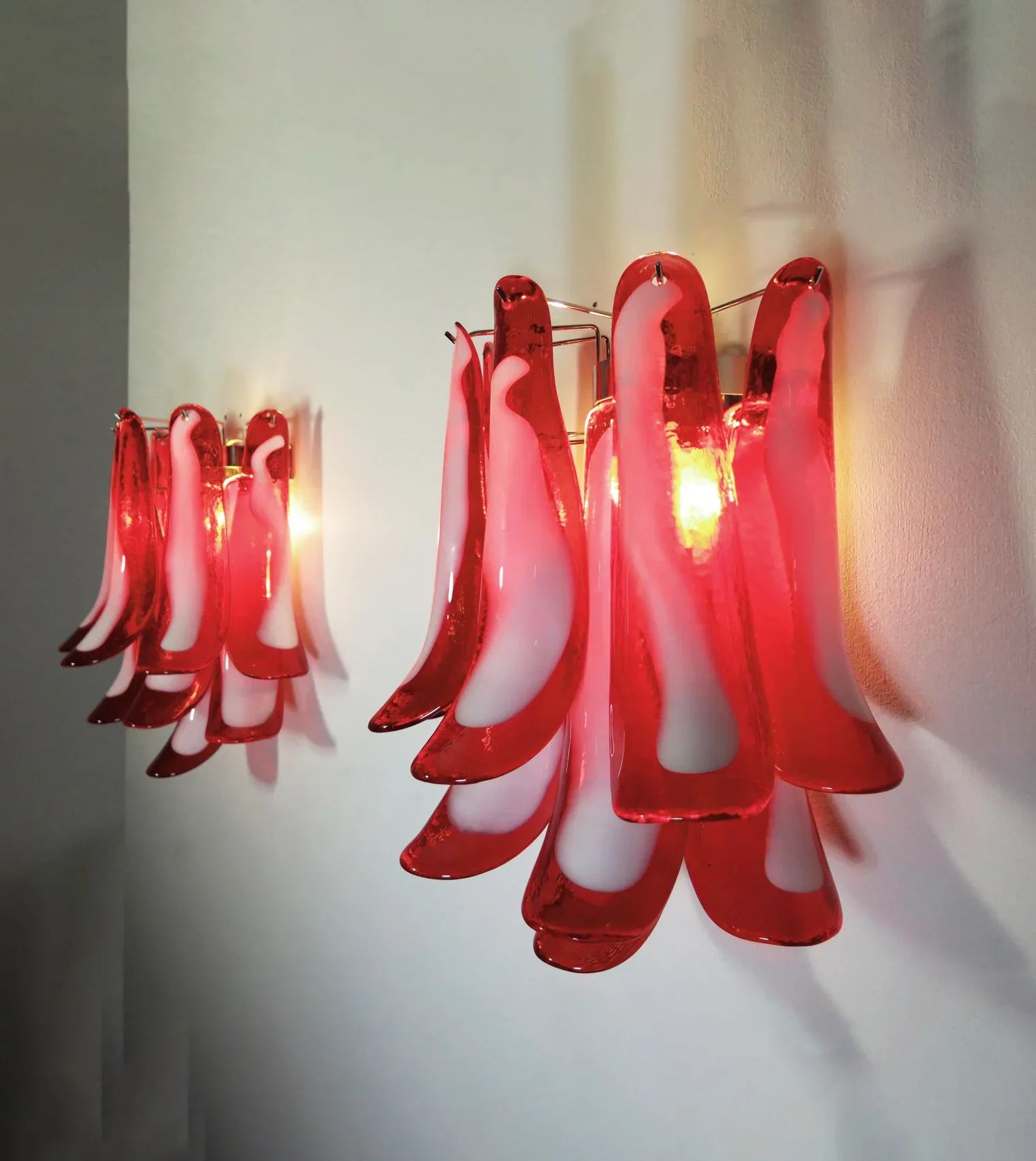 Vintage Murano Red Wall Lights 16.5"H