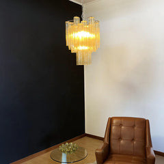 Fantastic Amber Murano Glass Tube Chandelier 19.7"