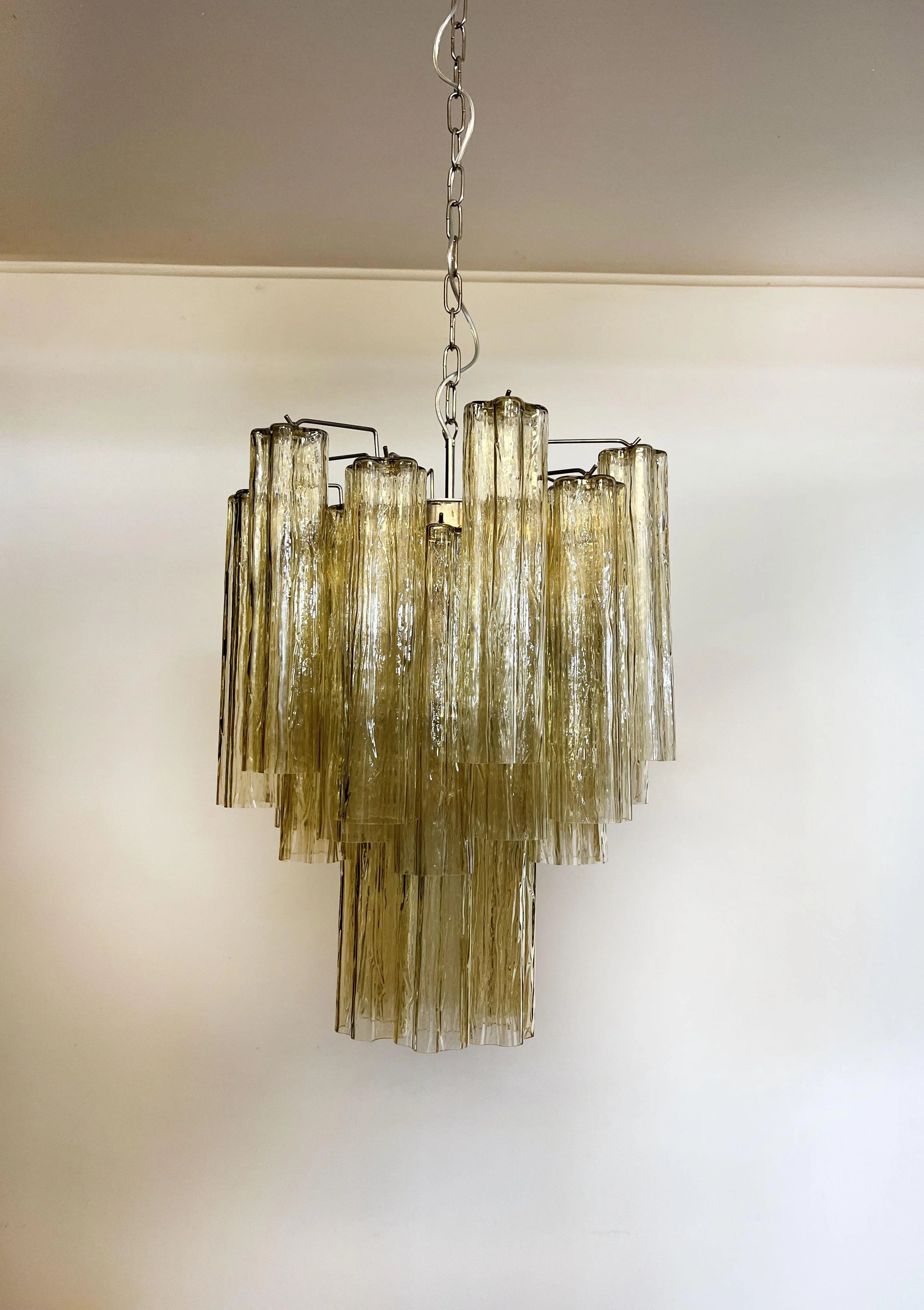 Fantastic Amber Murano Glass Tube Chandelier 19.7"