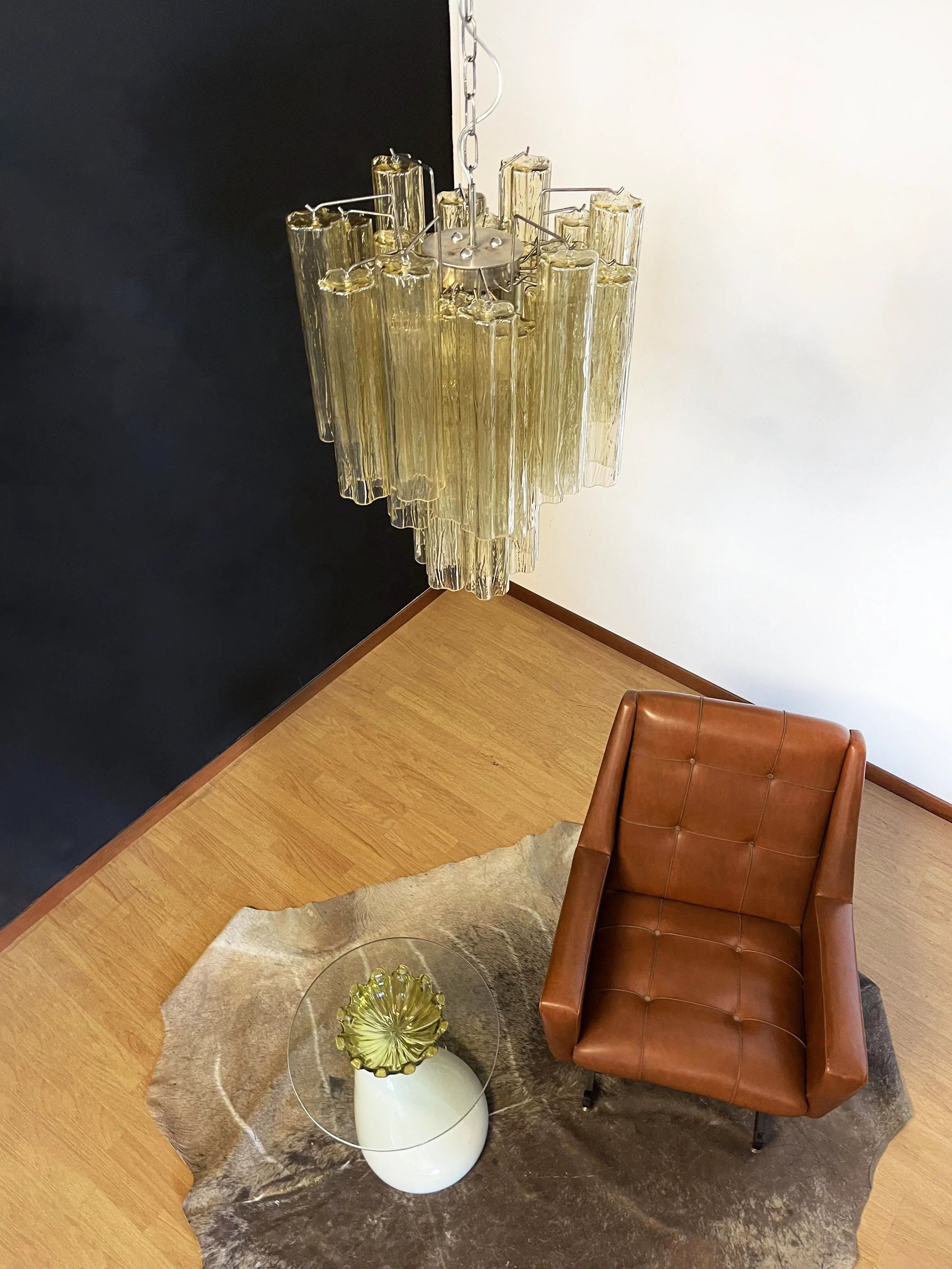 Fantastic Amber Murano Glass Tube Chandelier 19.7"