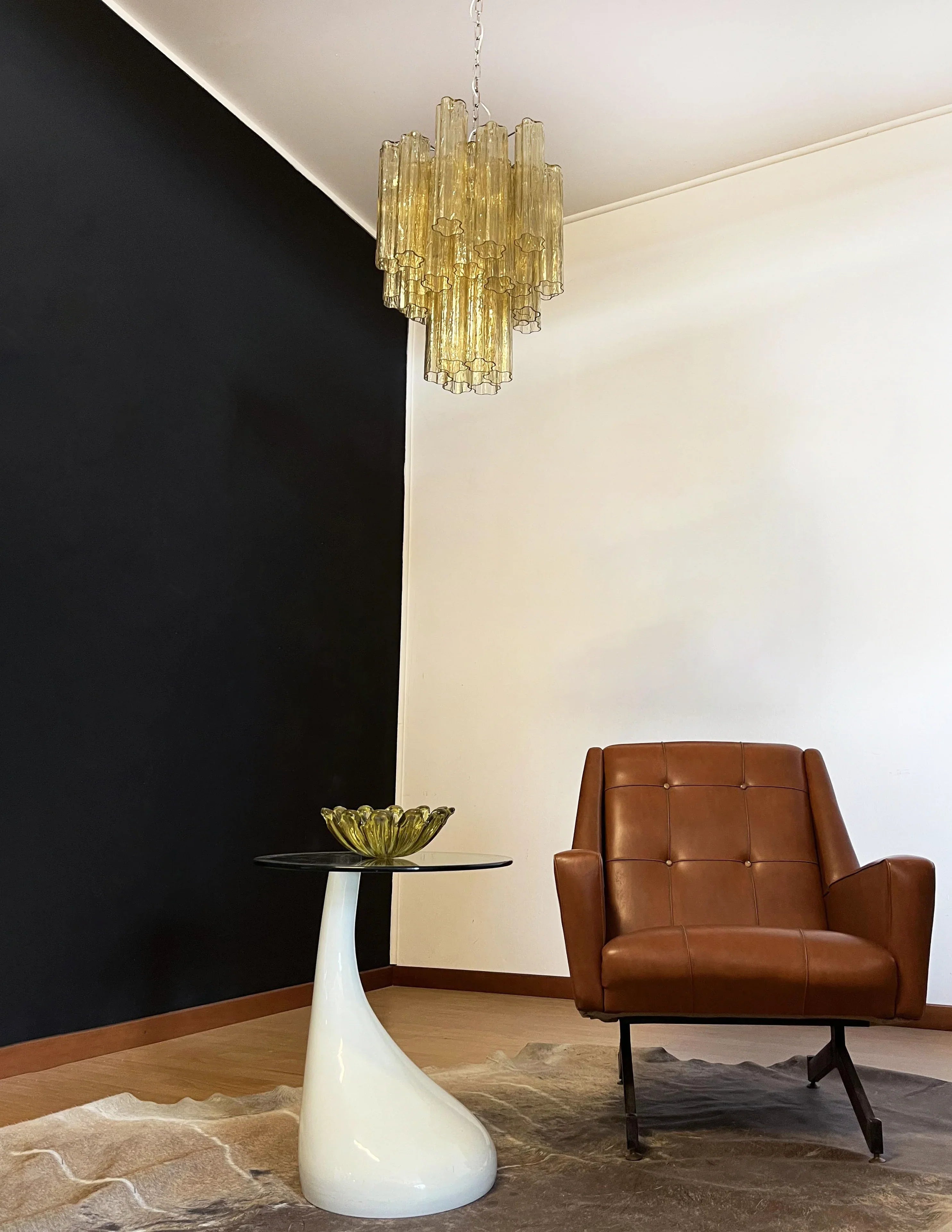 Fantastic Amber Murano Glass Tube Chandelier 19.7"