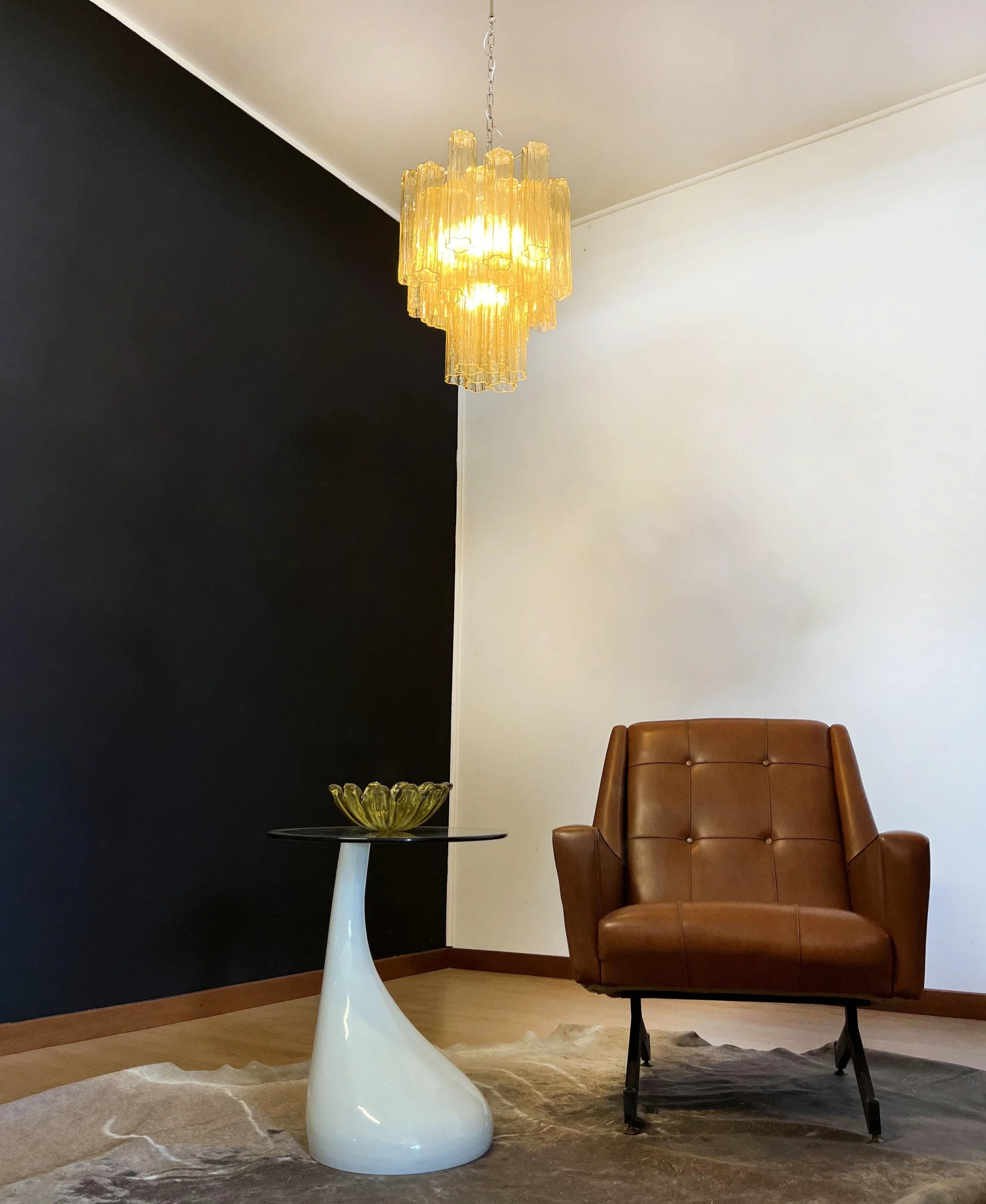 Fantastic Amber Murano Glass Tube Chandelier 19.7"