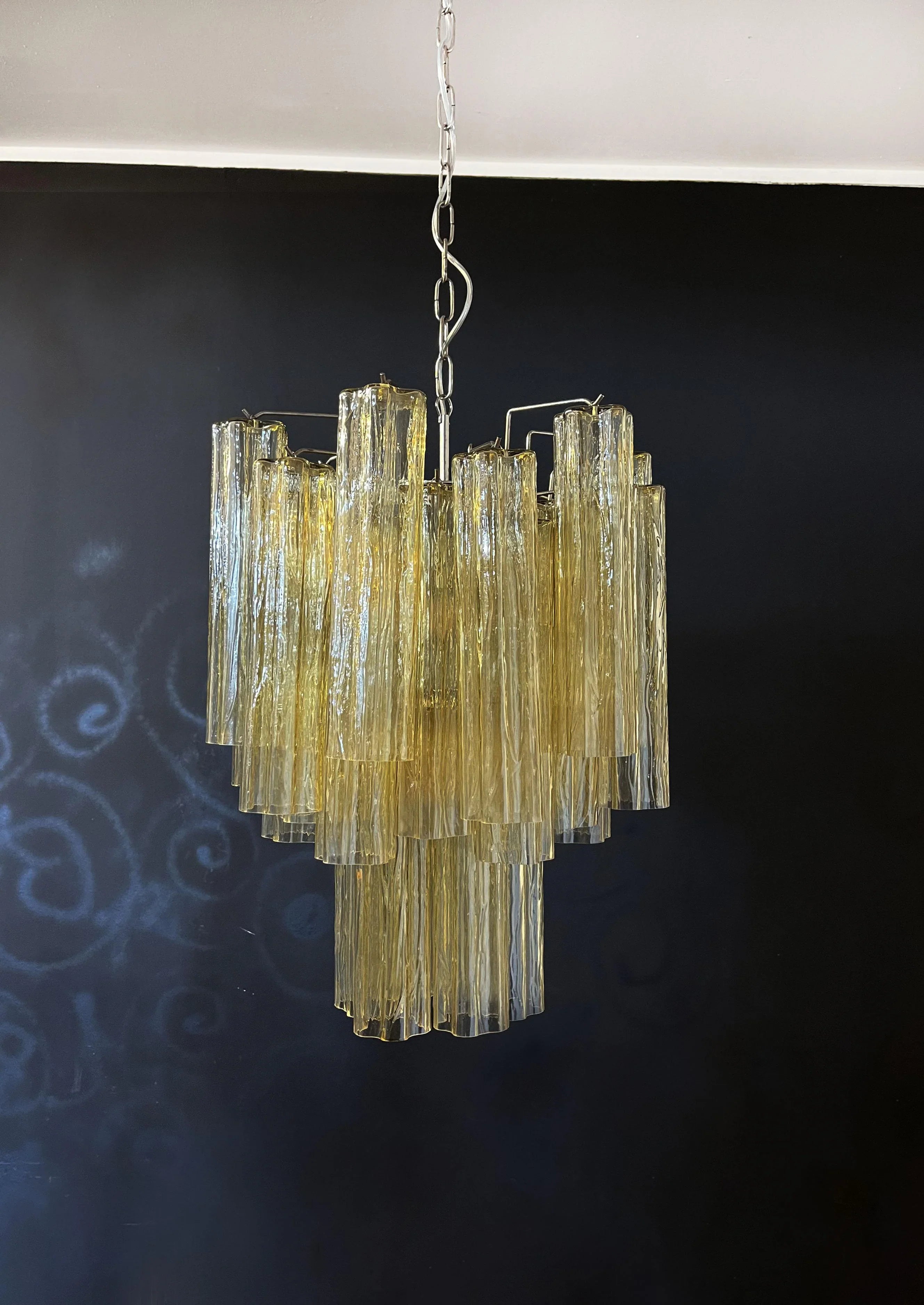 Fantastic Amber Murano Glass Tube Chandelier 19.7"