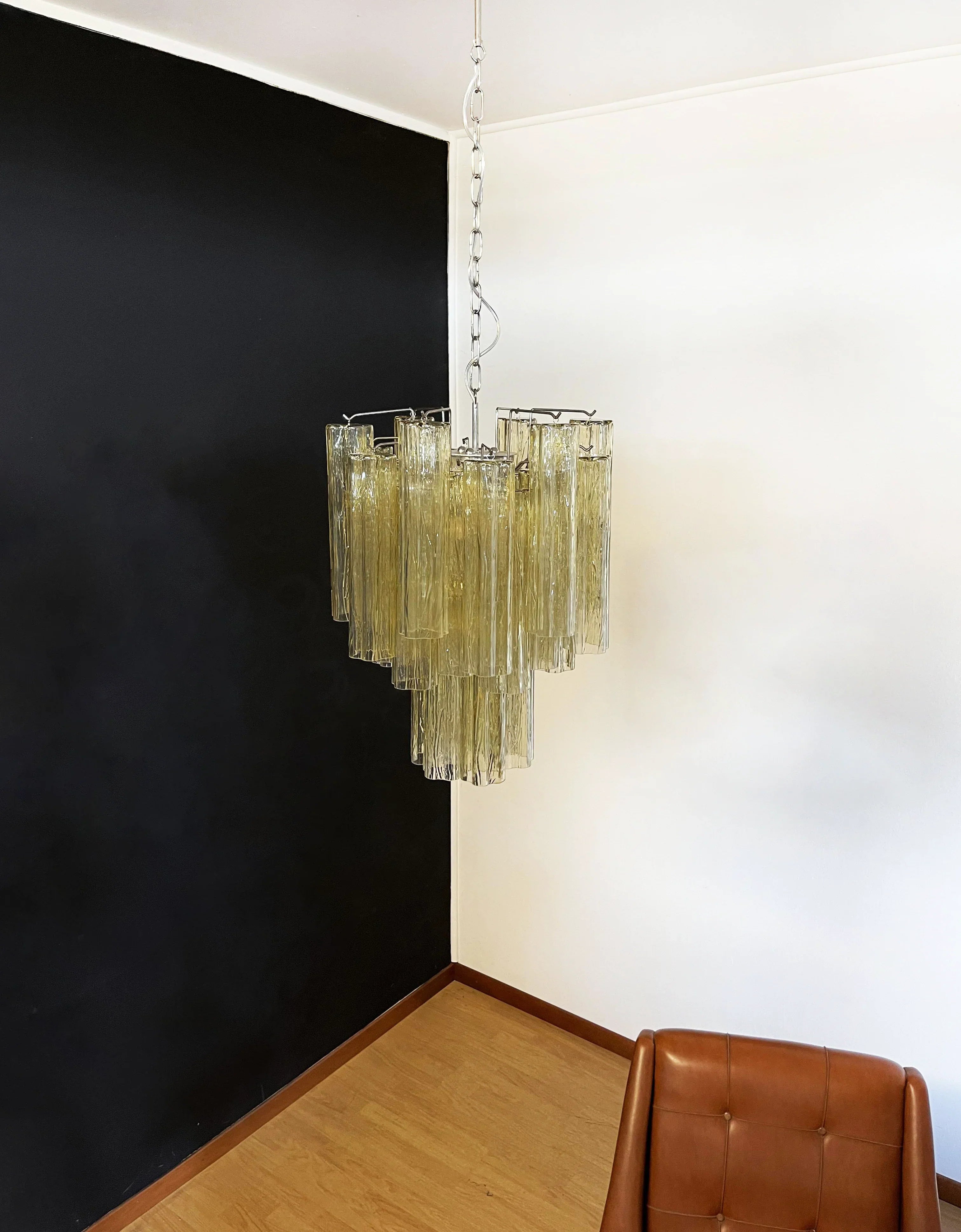 Fantastic Amber Murano Glass Tube Chandelier 19.7"