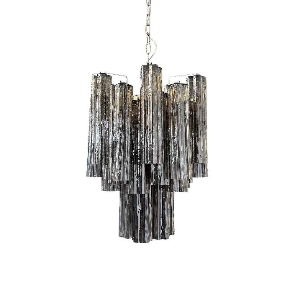Fantastic Smoked Murano Glass Tube Chandelier 19.7"