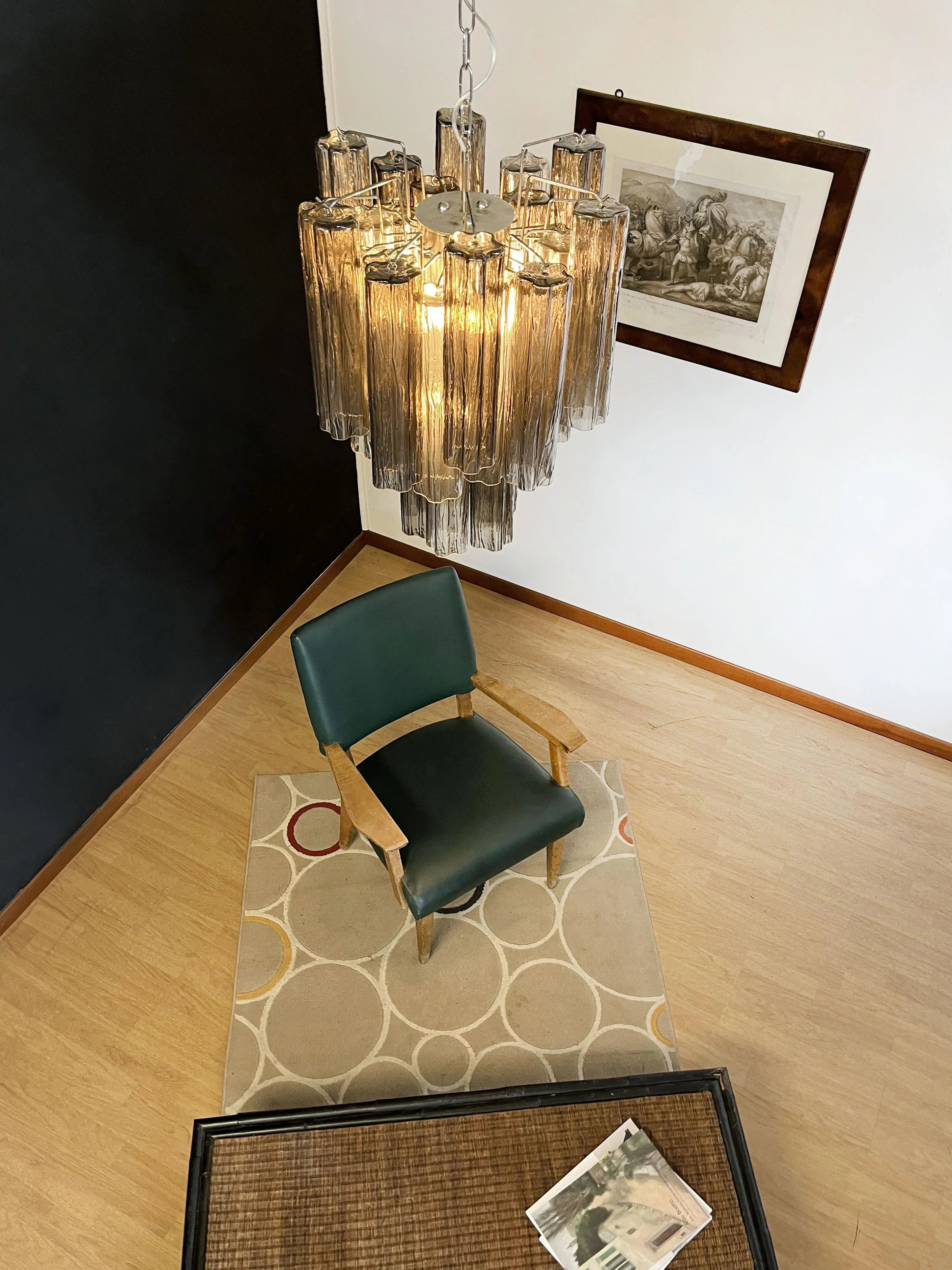 Fantastic Smoked Murano Glass Tube Chandelier 19.7"