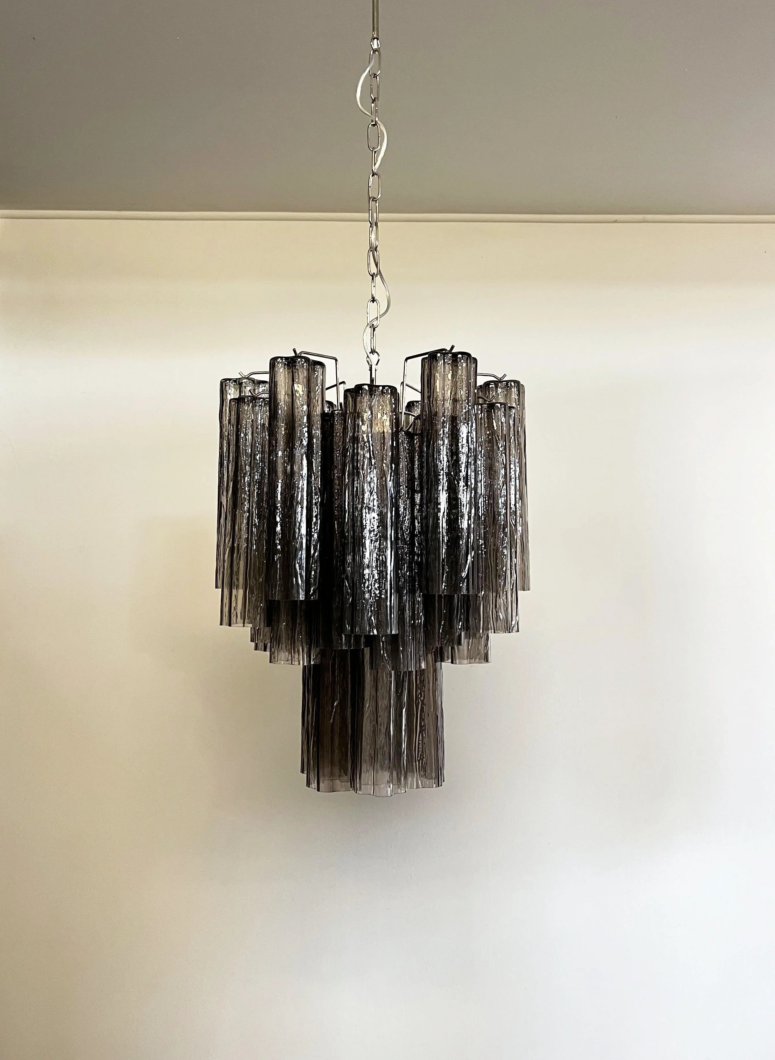 Fantastic Smoked Murano Glass Tube Chandelier 19.7"