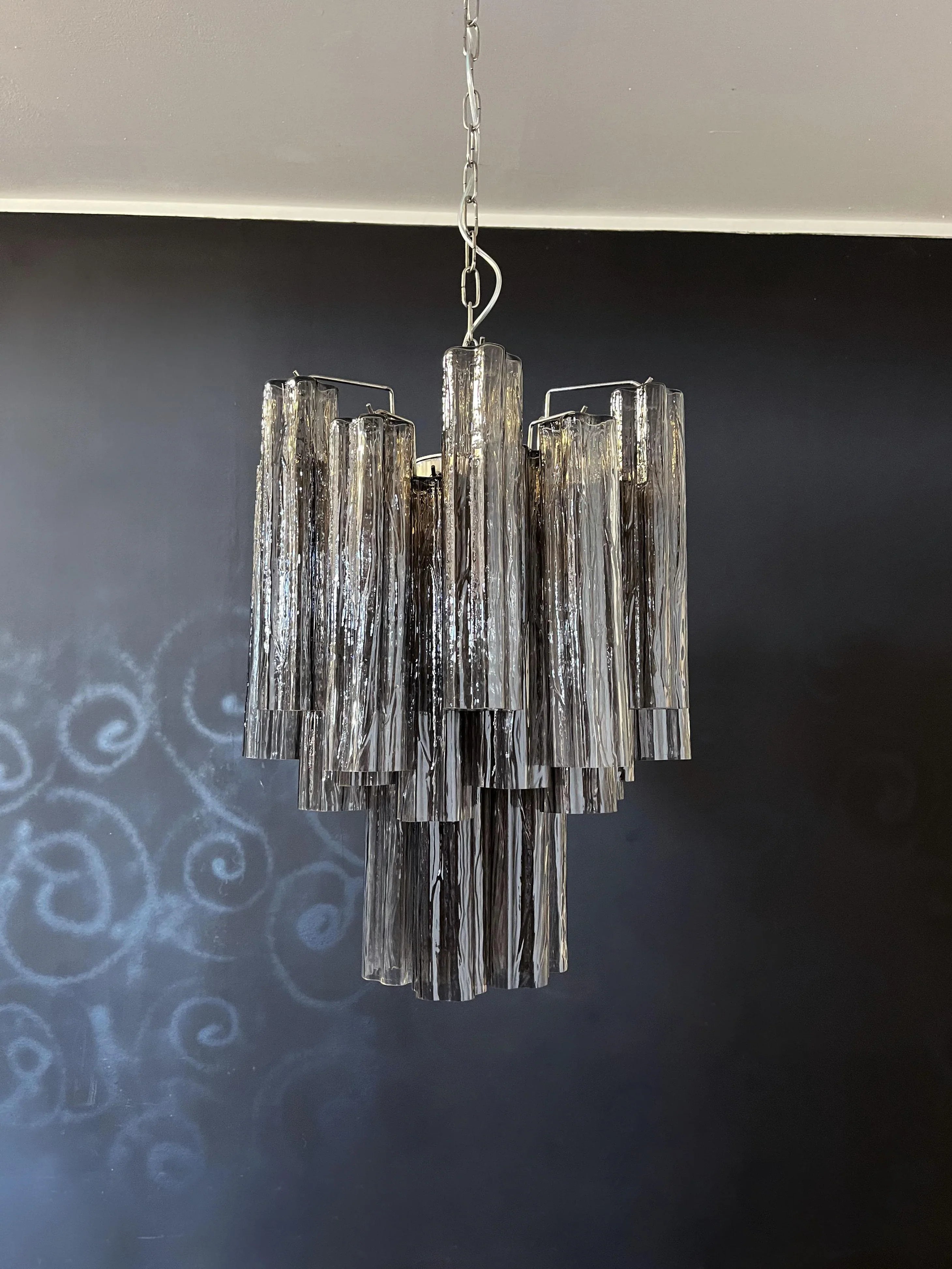 Fantastic Smoked Murano Glass Tube Chandelier 19.7"