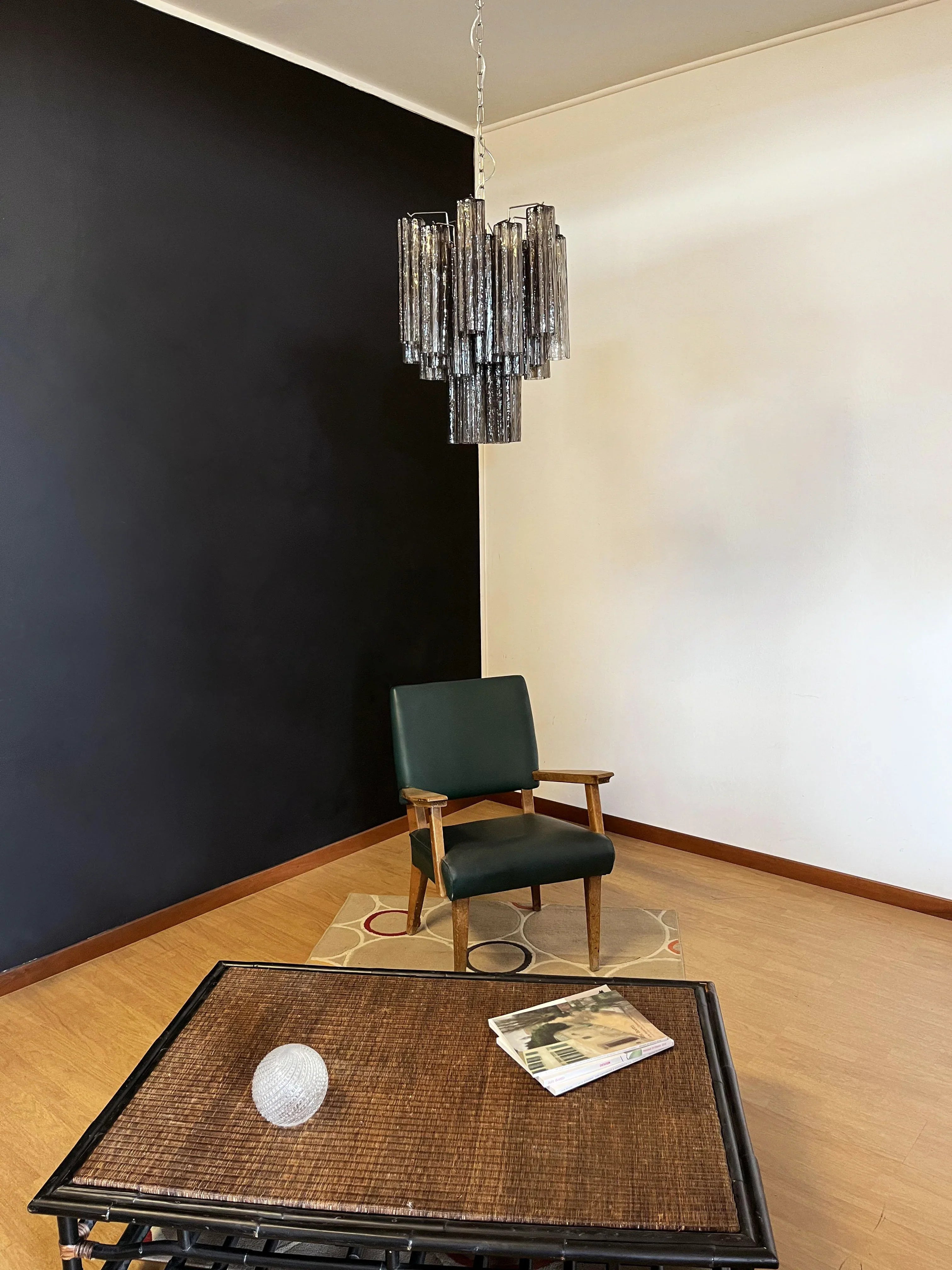 Fantastic Smoked Murano Glass Tube Chandelier 19.7"