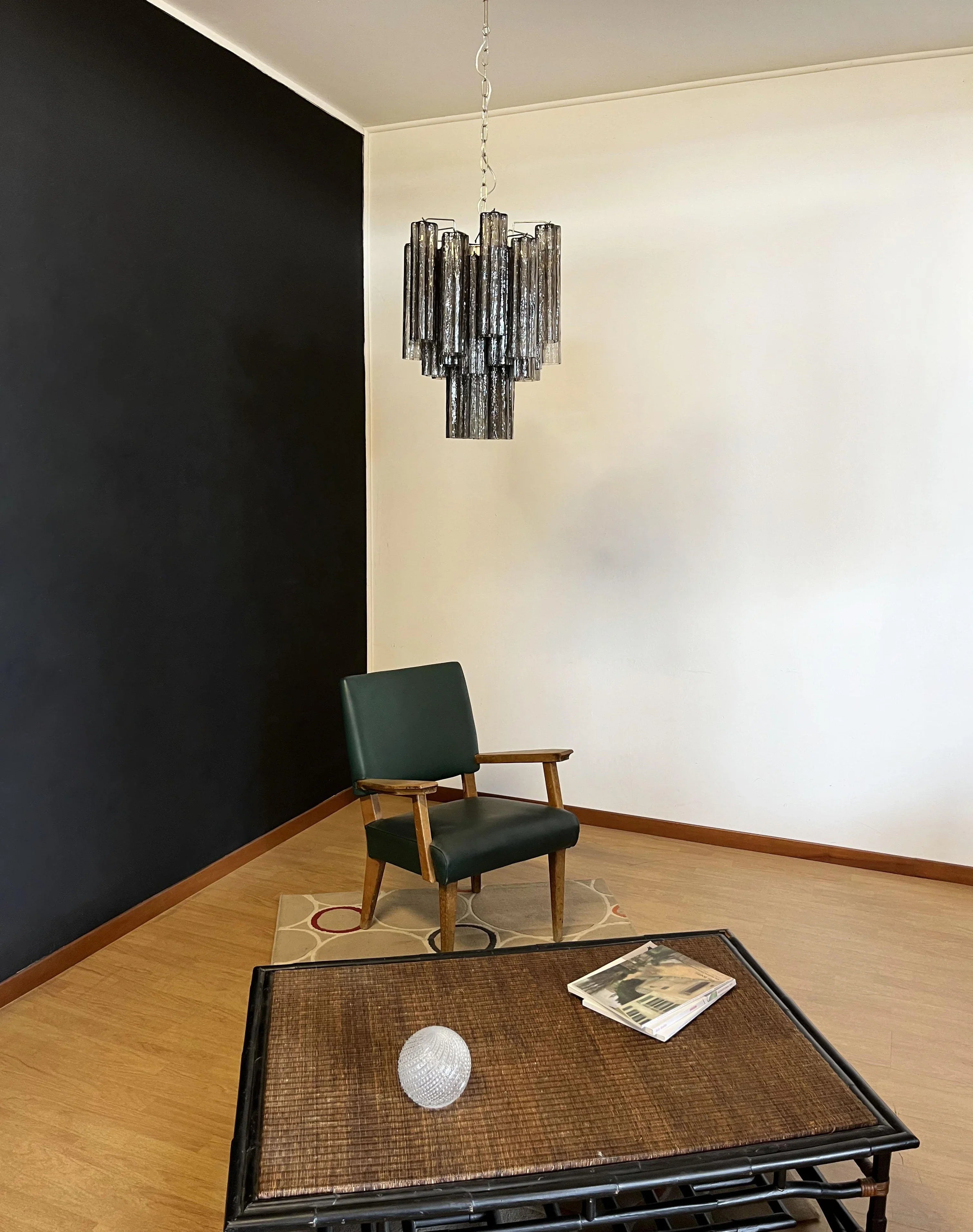 Fantastic Smoked Murano Glass Tube Chandelier 19.7"