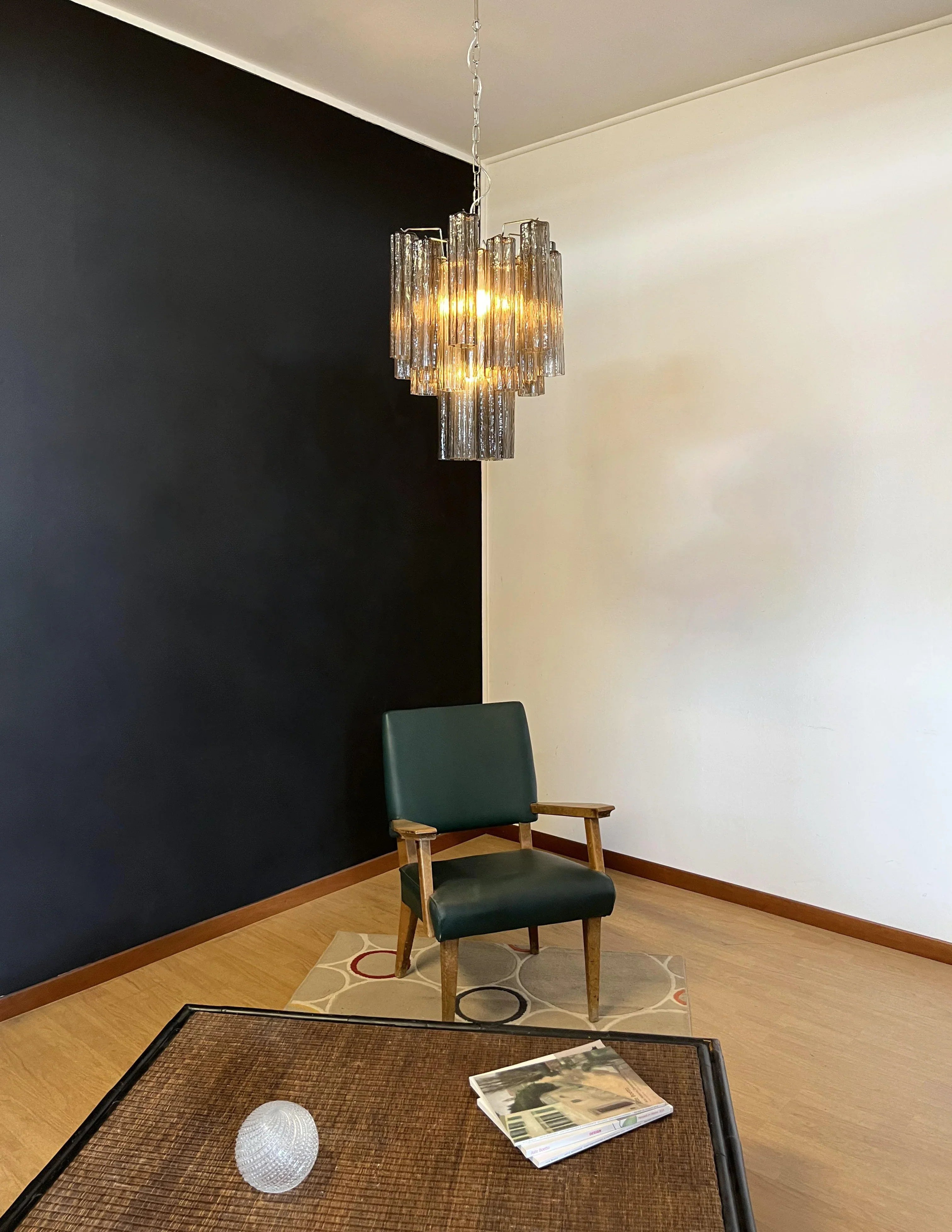 Fantastic Smoked Murano Glass Tube Chandelier 19.7"