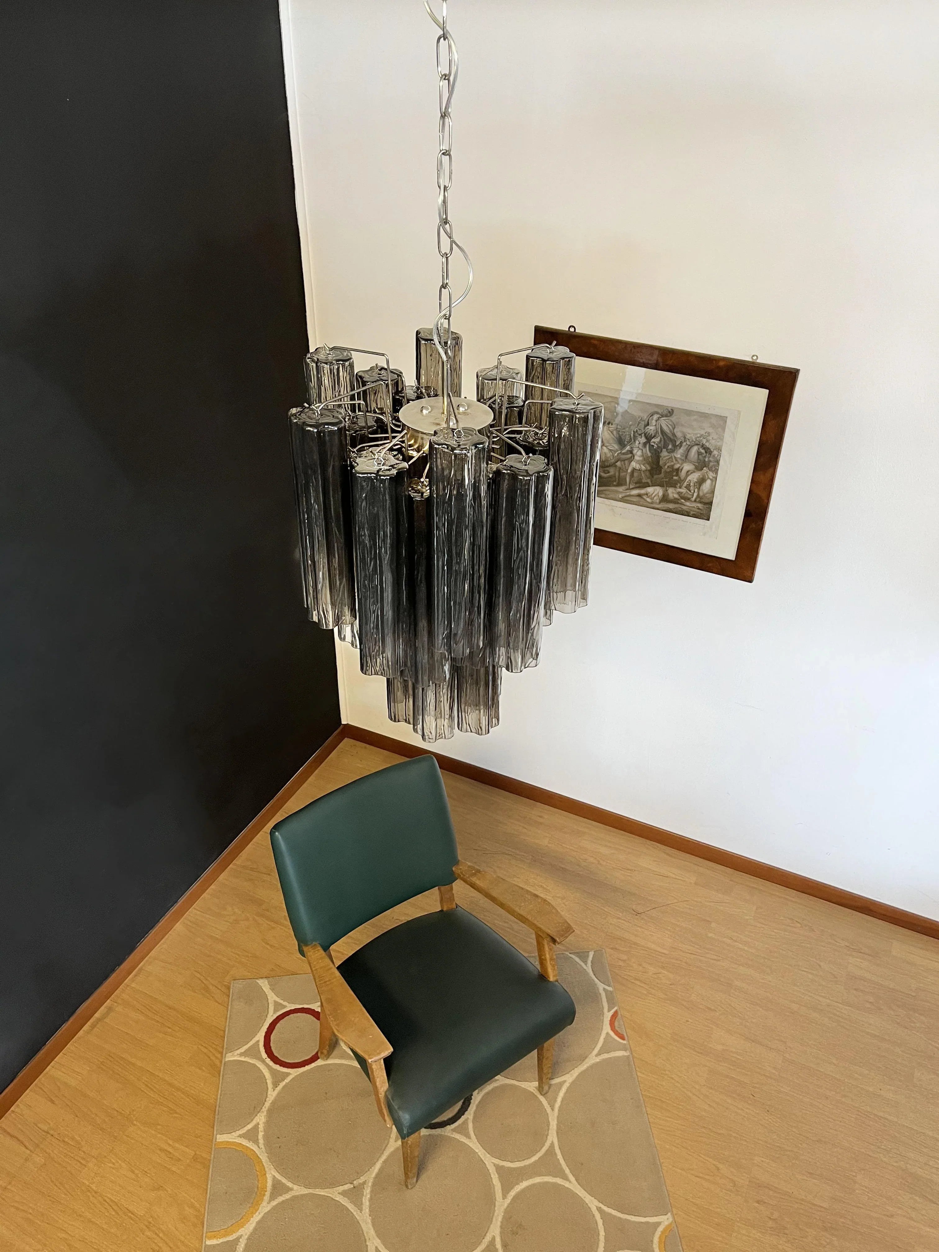 Fantastic Smoked Murano Glass Tube Chandelier 19.7"