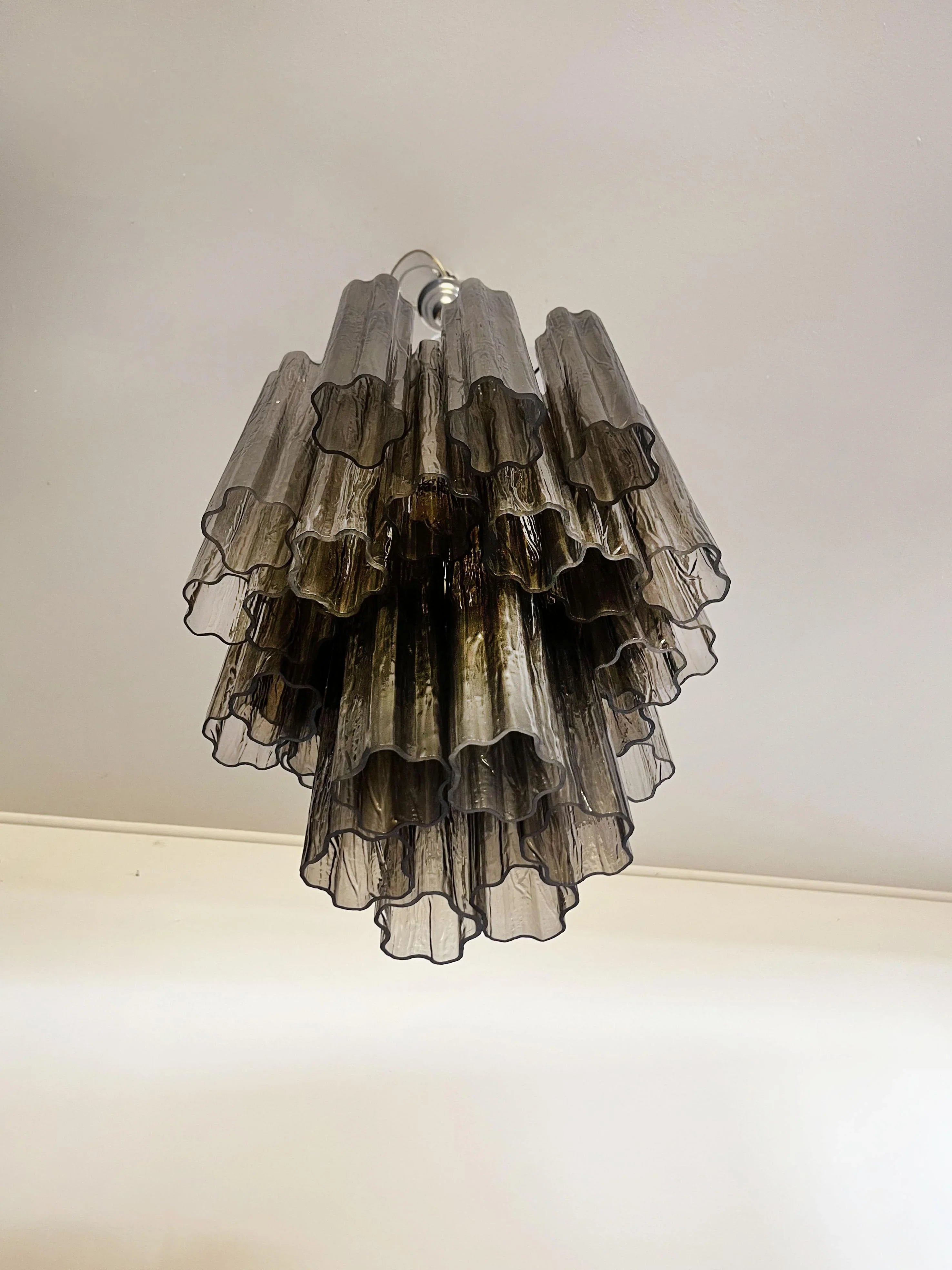 Fantastic Smoked Murano Glass Tube Chandelier 19.7"