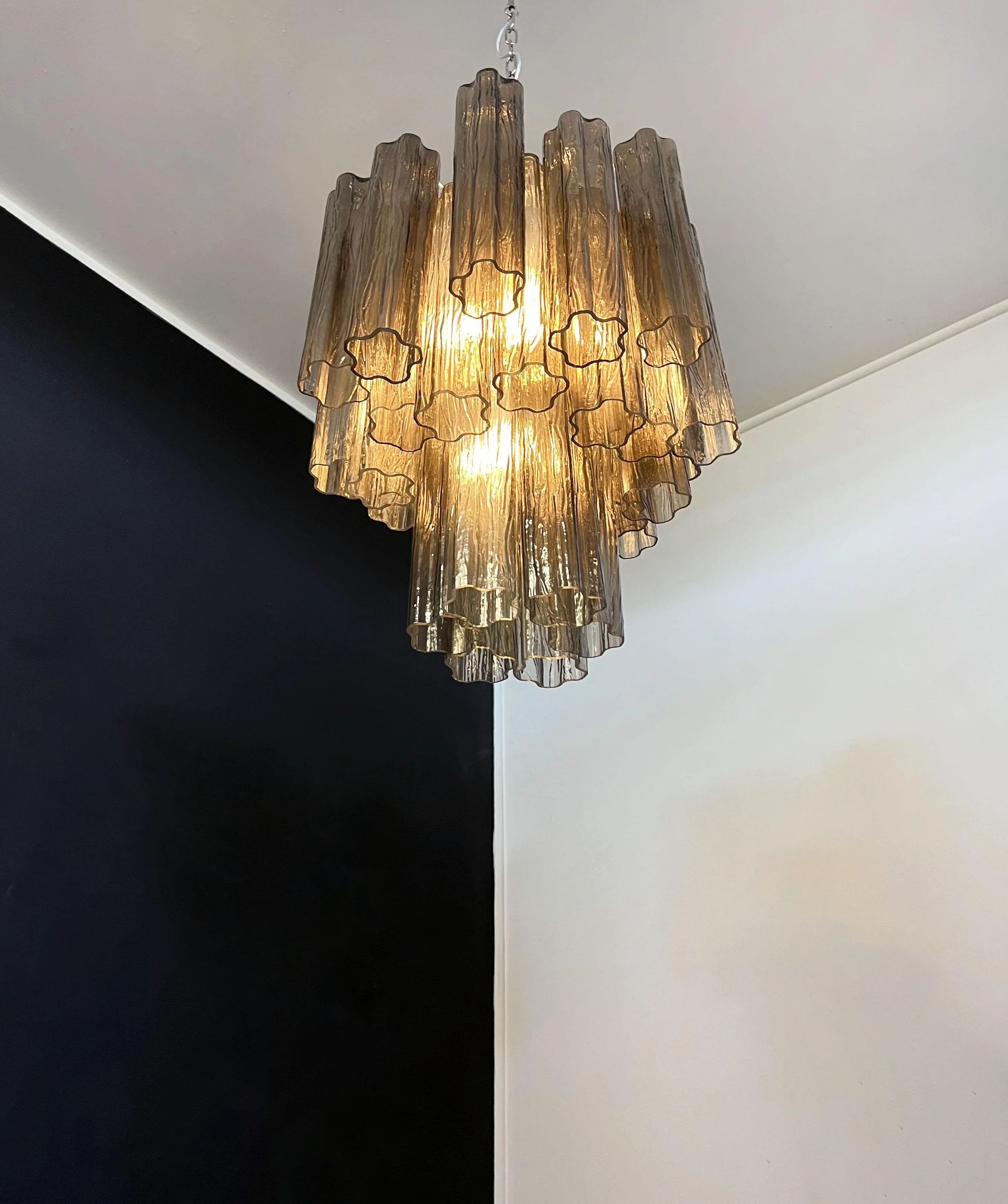 Fantastic Smoked Murano Glass Tube Chandelier 19.7"