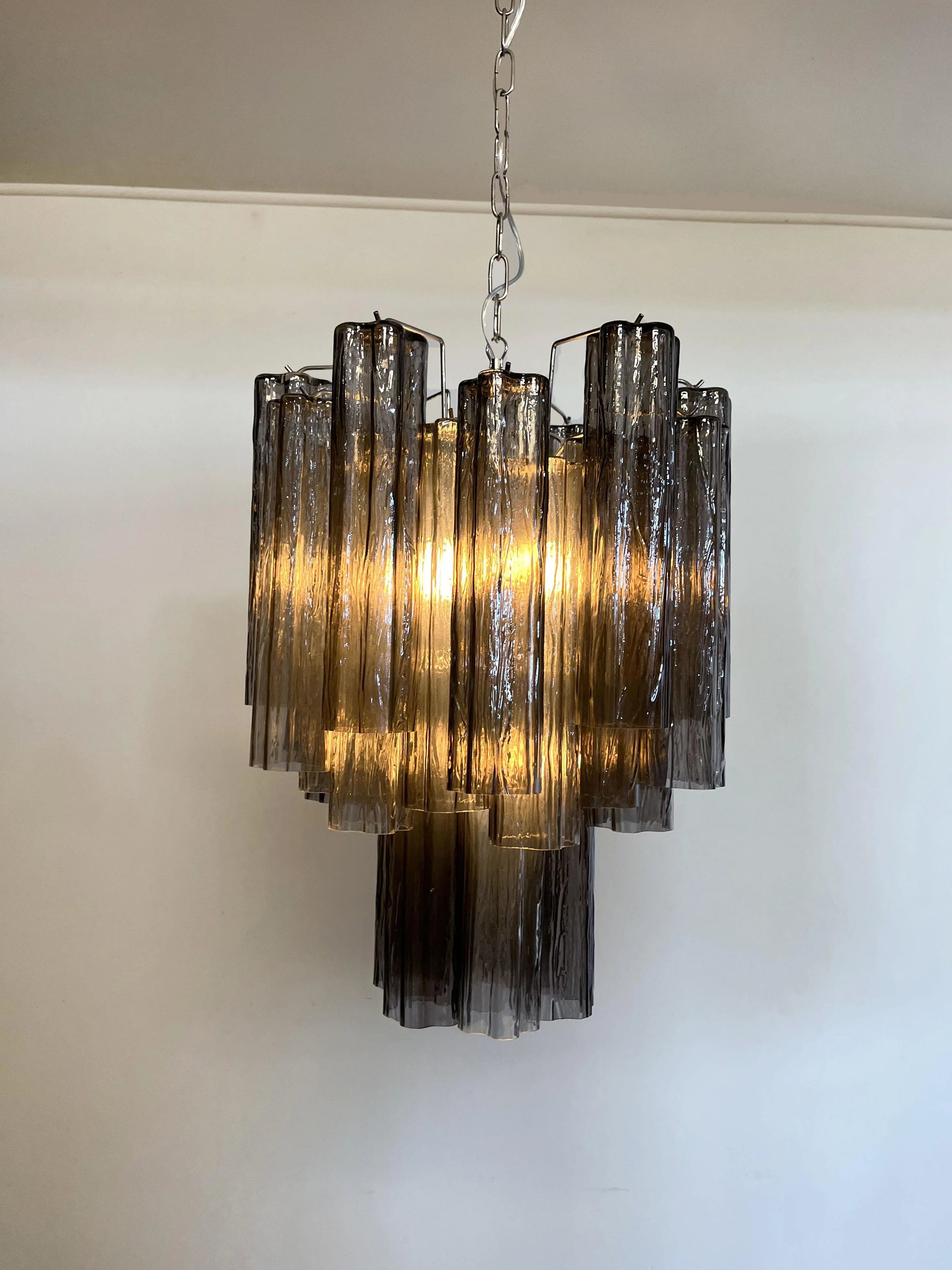 Fantastic Smoked Murano Glass Tube Chandelier 19.7"