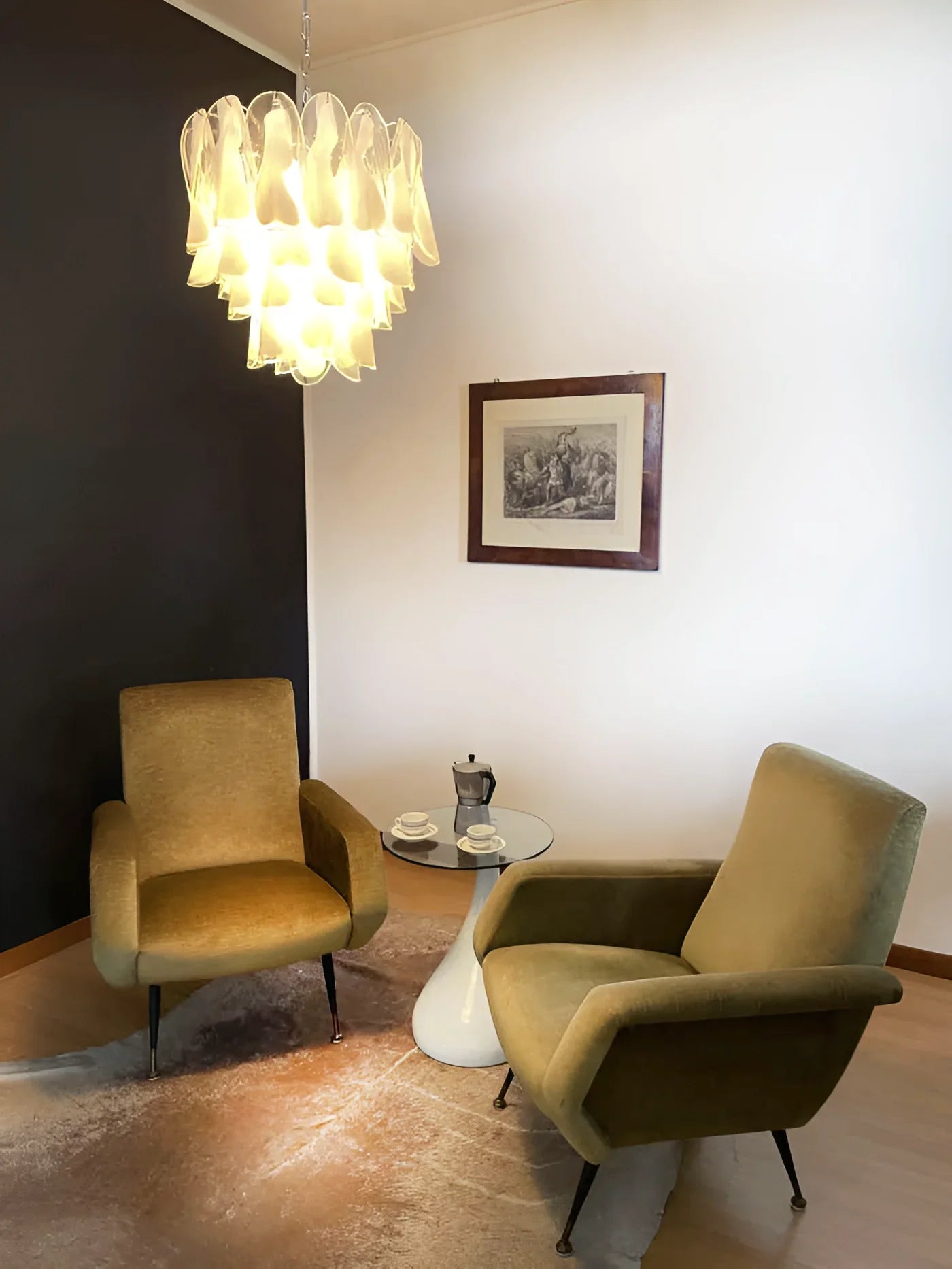 Vintage Murano Rondini Glass Chandelier 21.7"