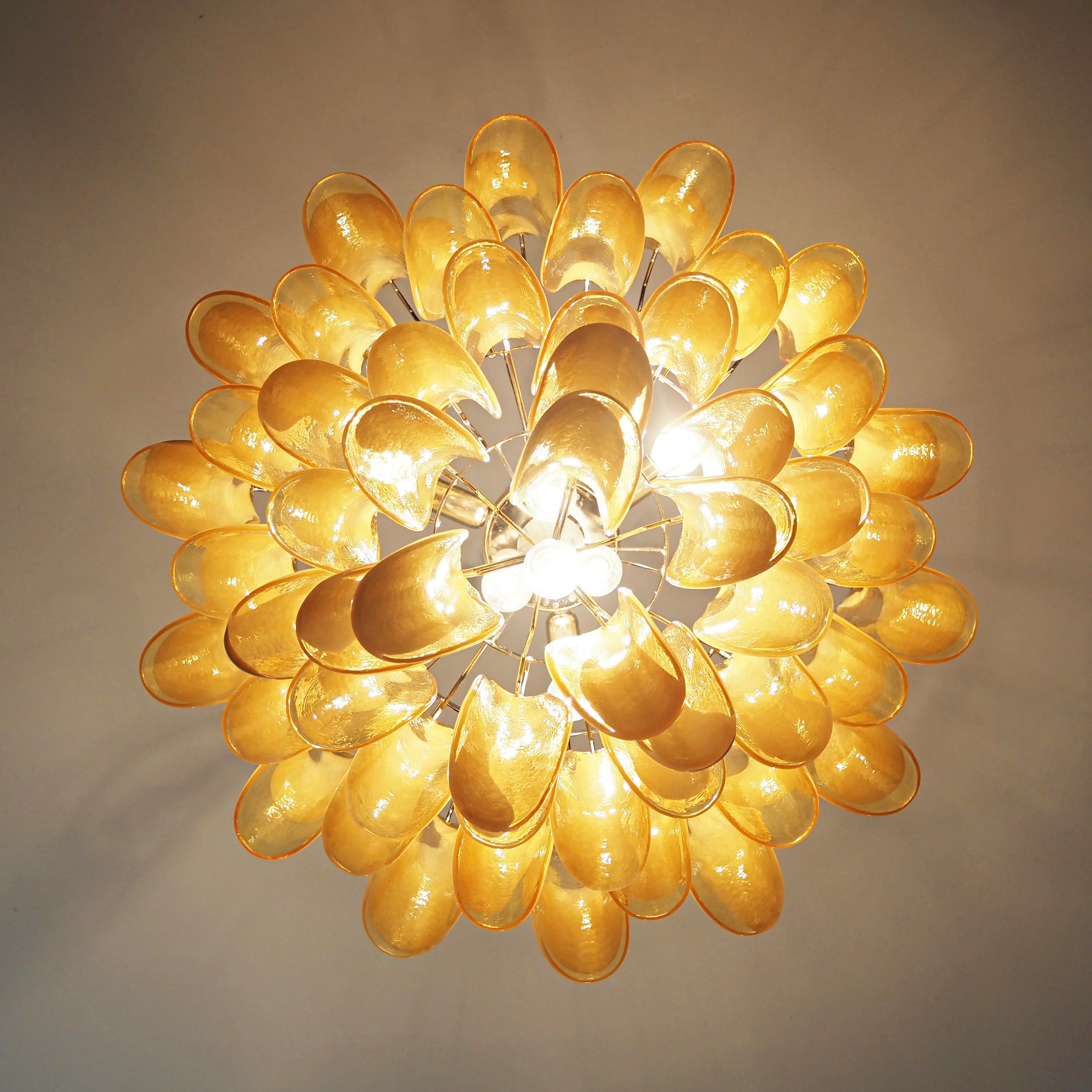 Vintage Caramels Glass Murano Petals Chandelier 26.6"