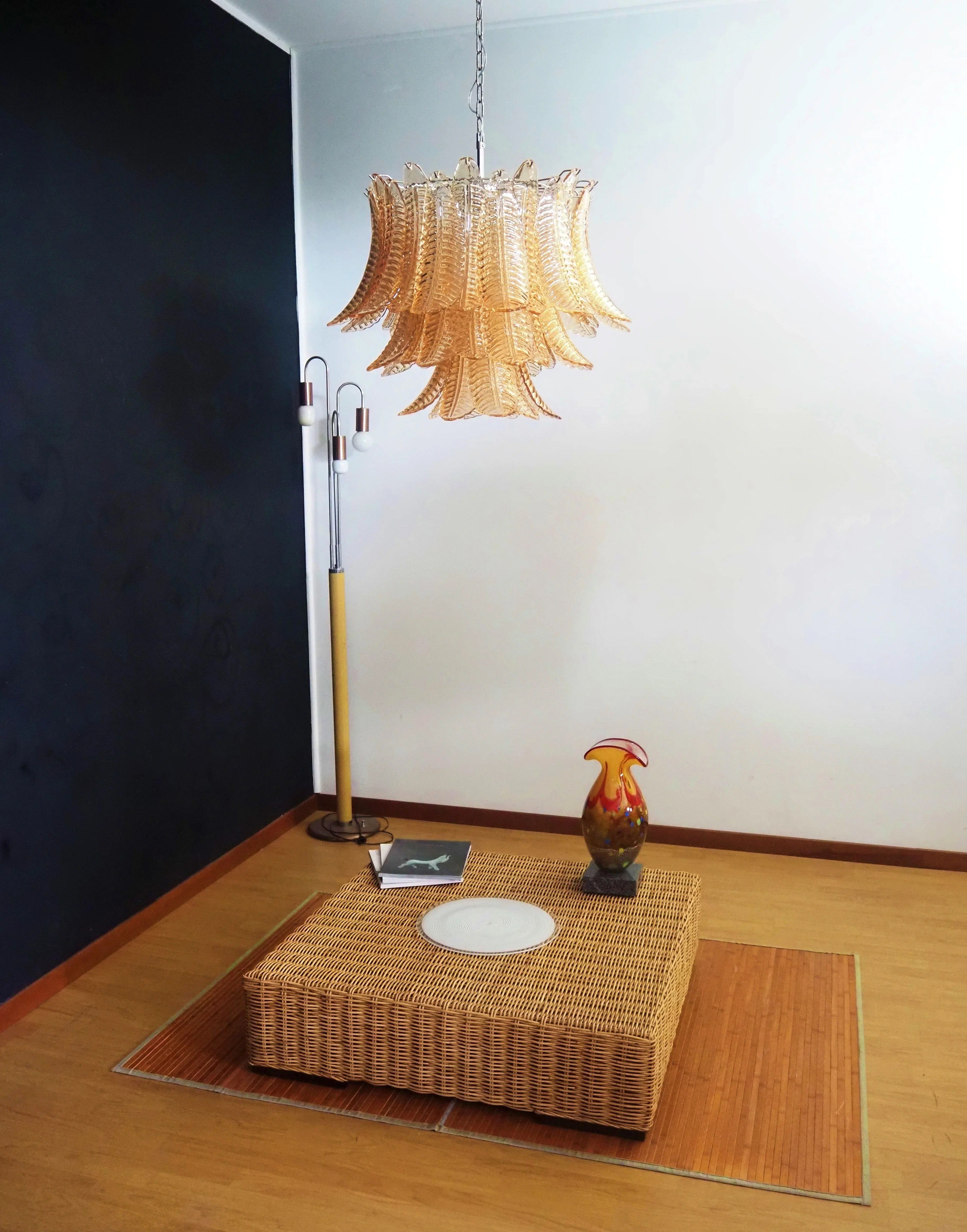 Murano Amber Ferns Glass Chandelier 31.5"