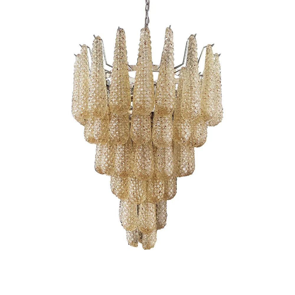 Vintage Amber Murano Glass Petals Drop Chandelier