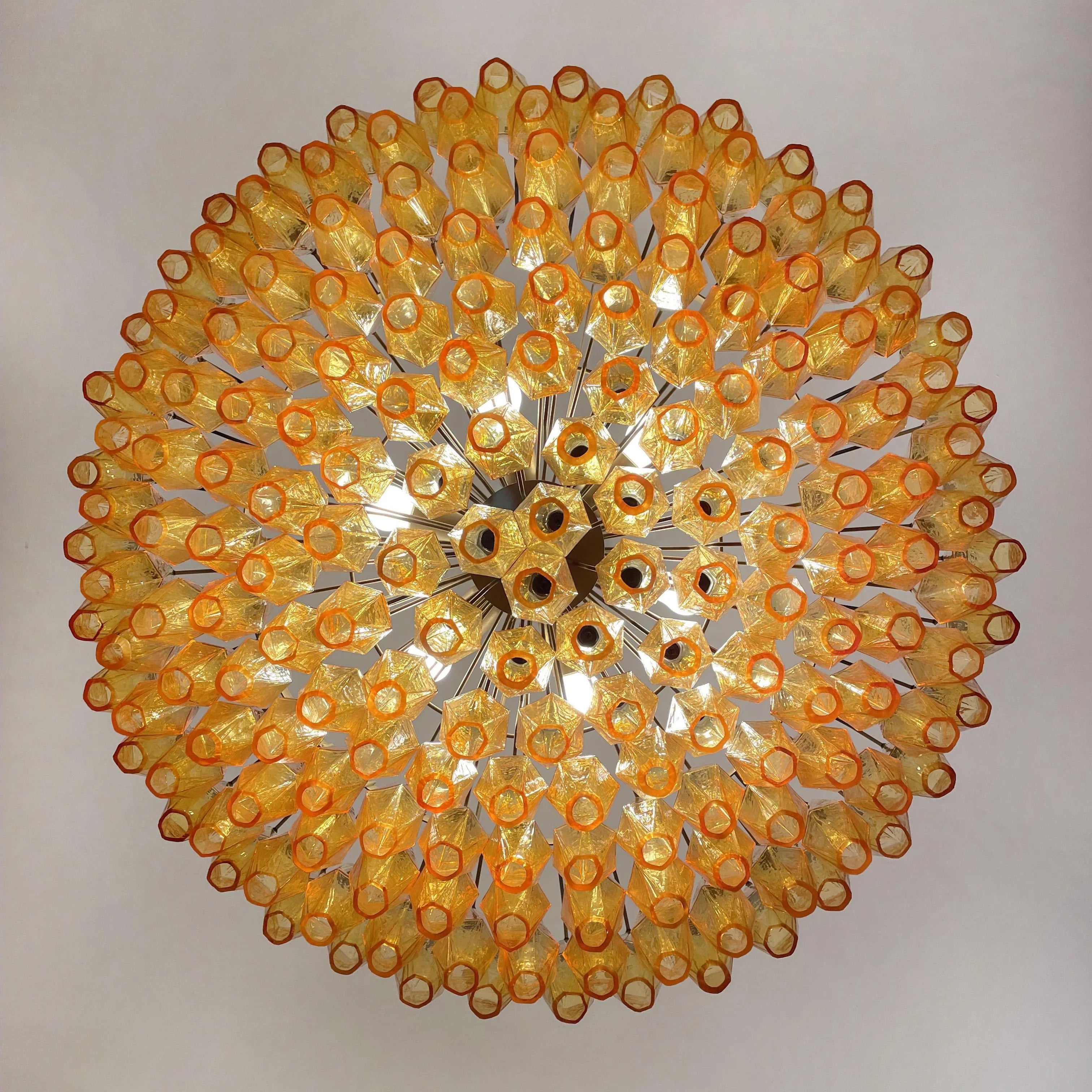 Murano Faceted Amber Glass Chandelier 35.4"