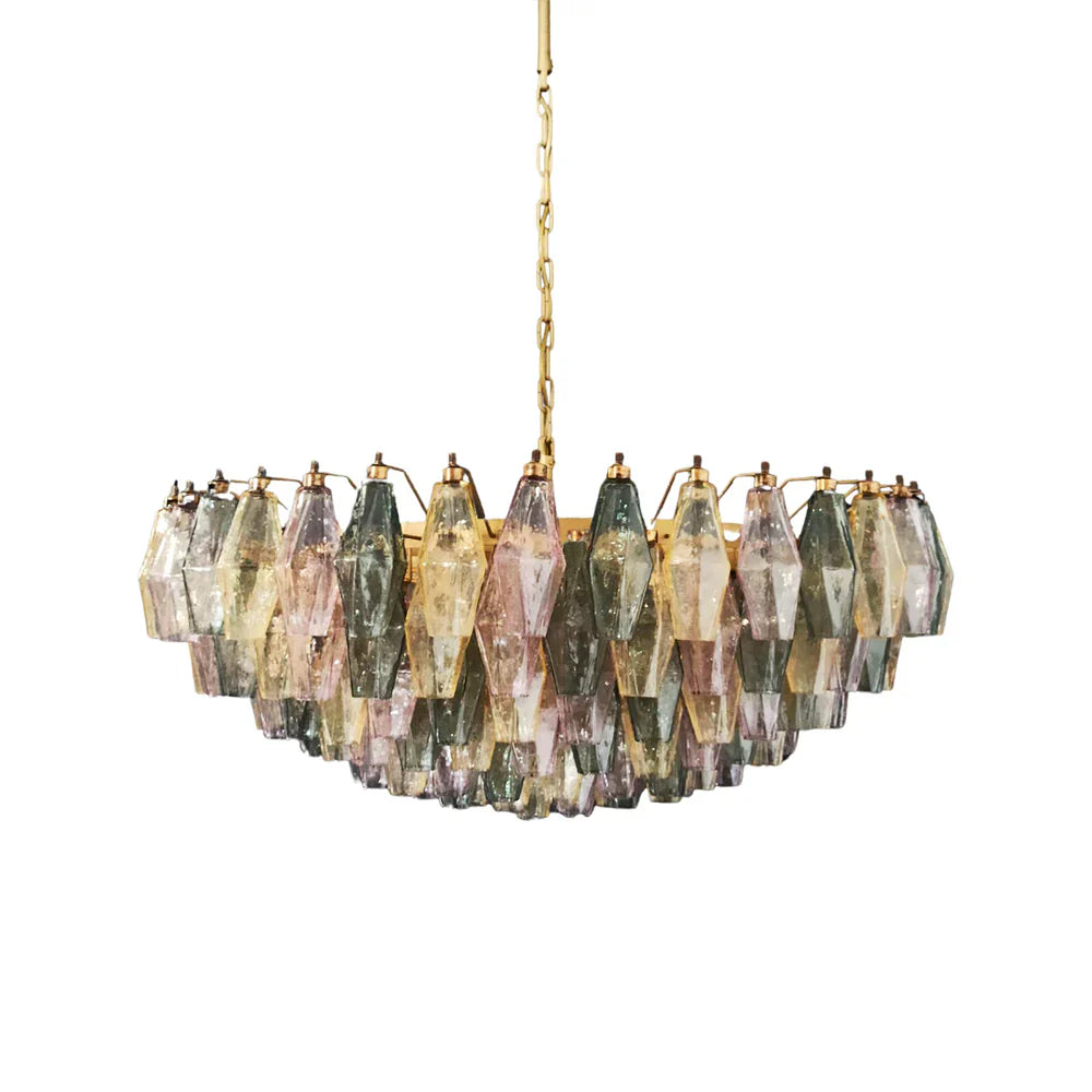 Murano Faceted Multicolor Glass Chandelier 35.4"
