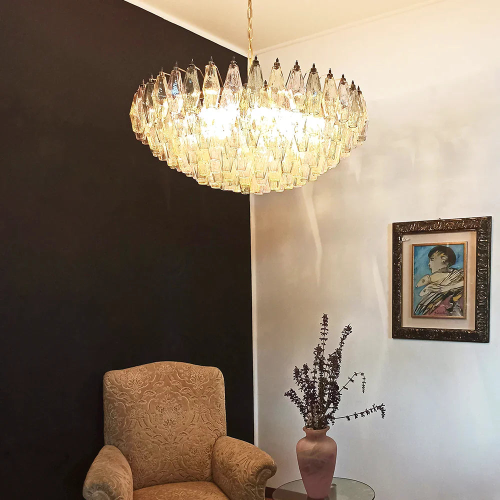 Murano Faceted Multicolor Glass Chandelier 35.4"