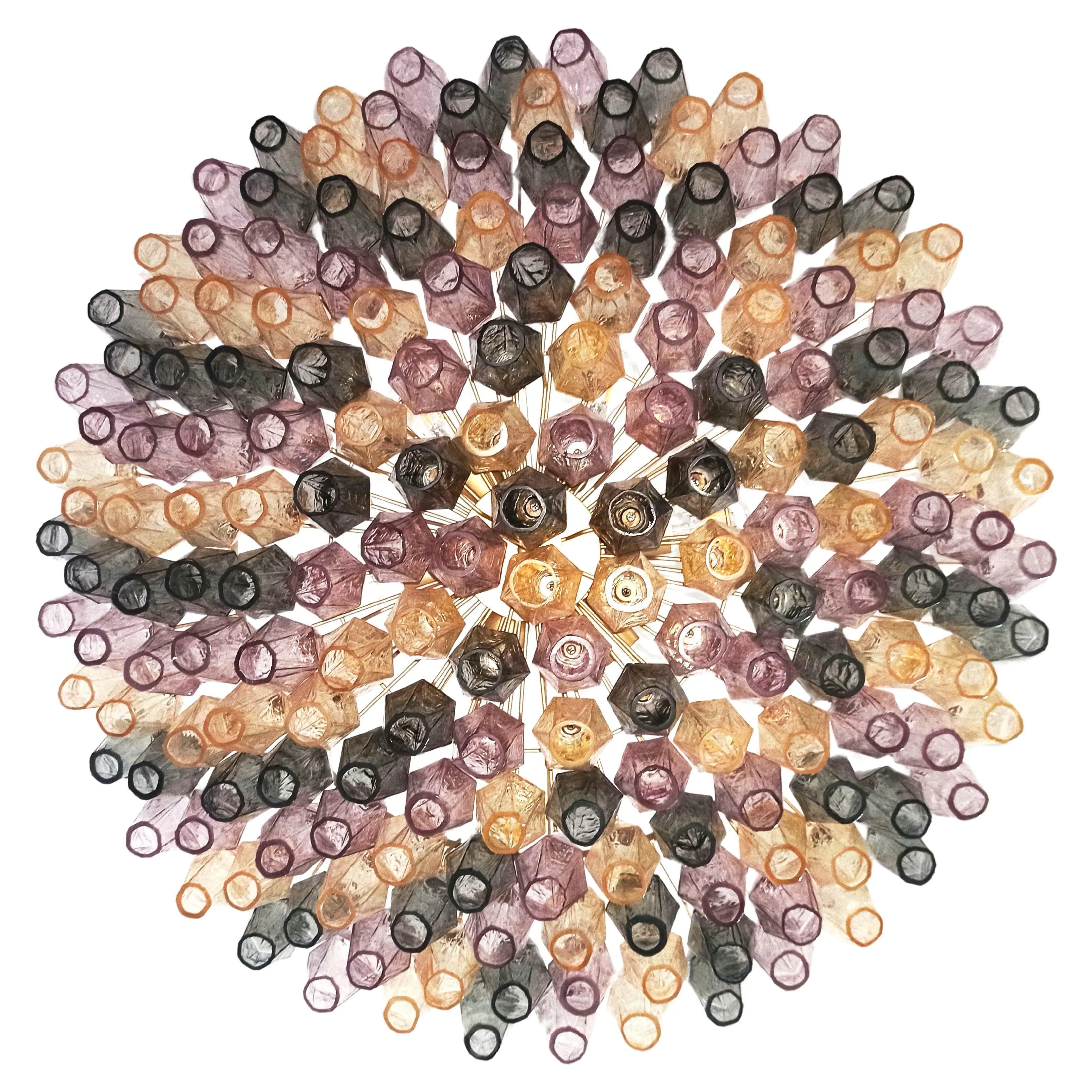 Murano Faceted Multicolor Glass Chandelier 35.4"