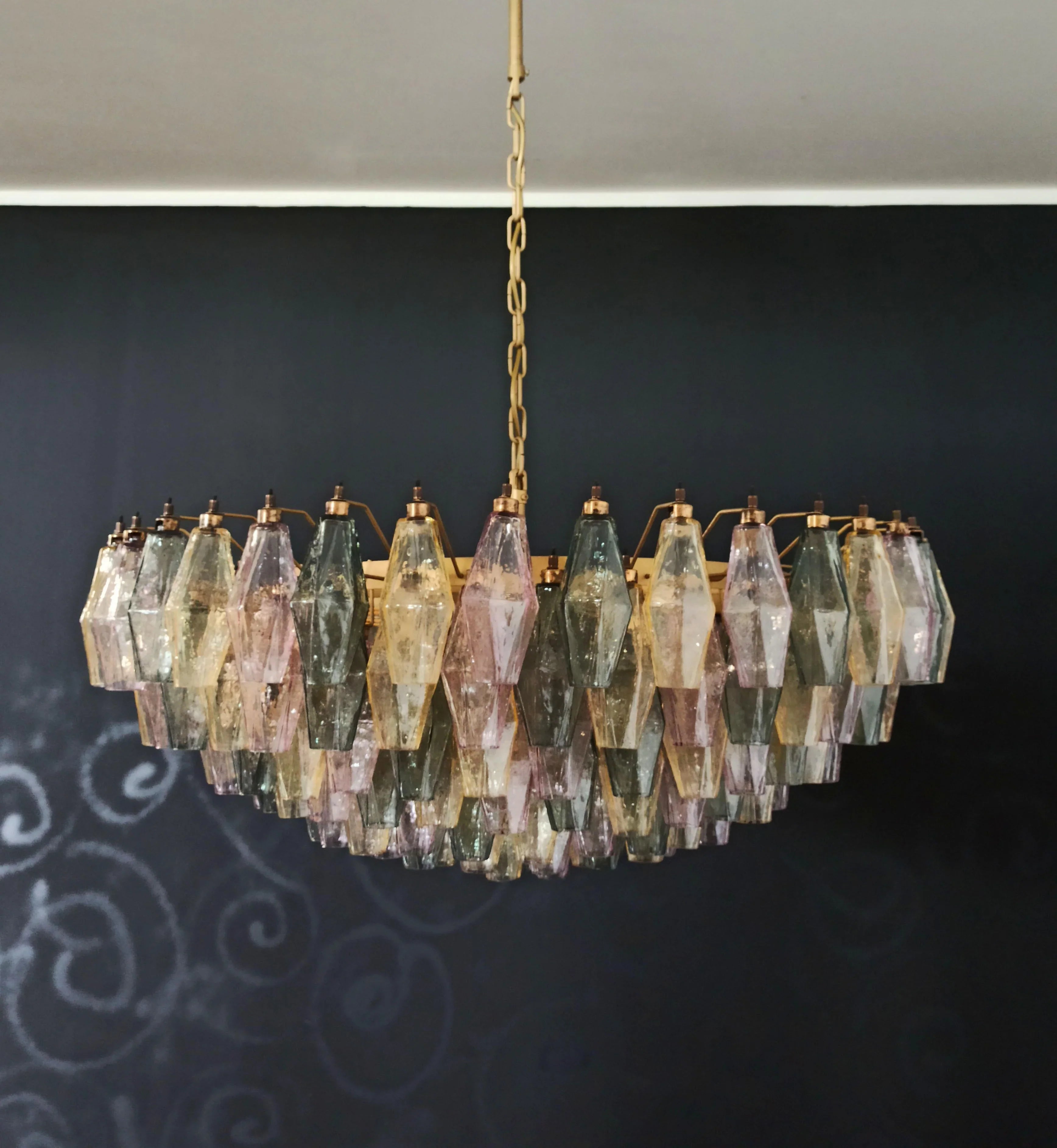 Murano Faceted Multicolor Glass Chandelier 35.4"