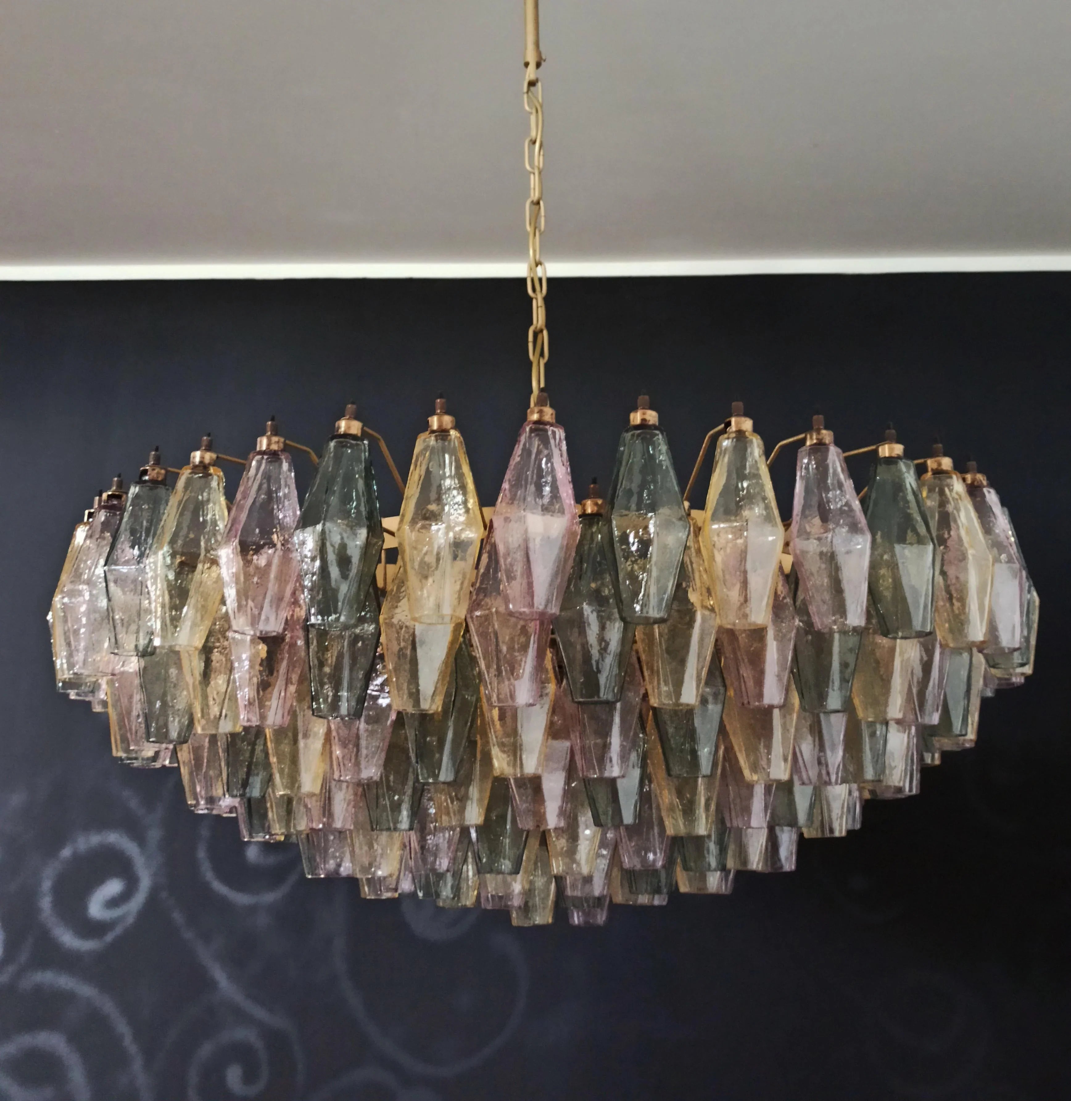 Murano Faceted Multicolor Glass Chandelier 35.4"