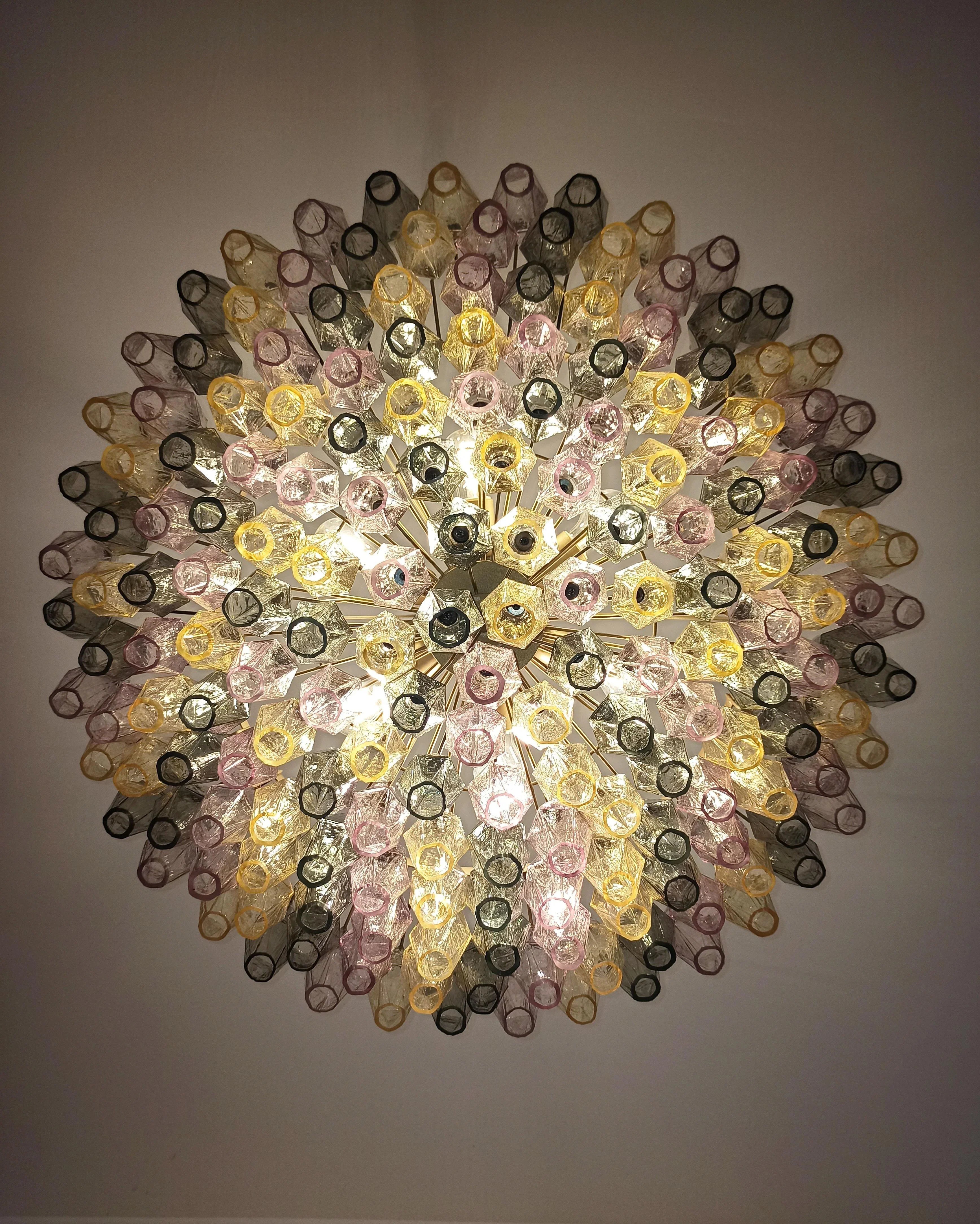Murano Faceted Multicolor Glass Chandelier 35.4"