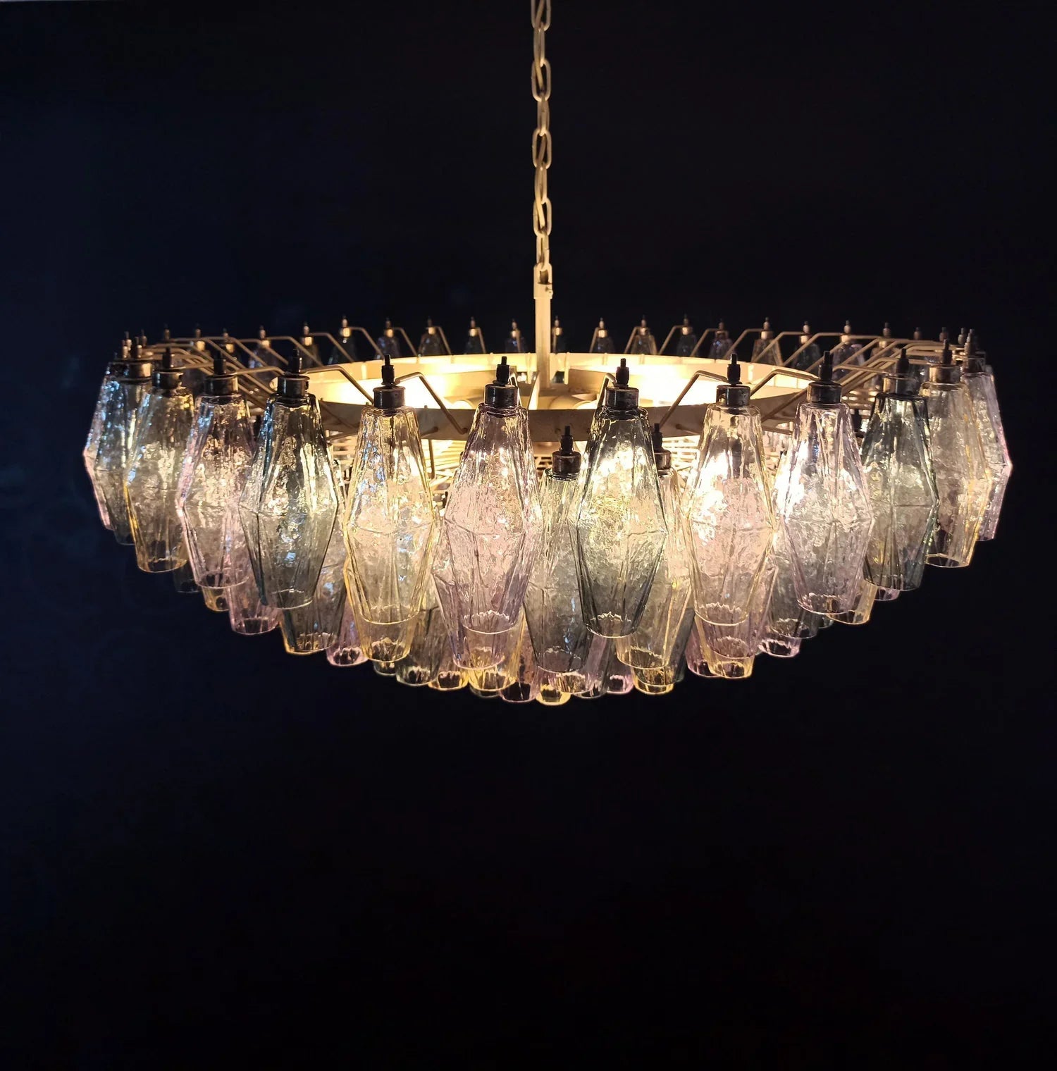 Murano Faceted Multicolor Glass Chandelier 35.4"