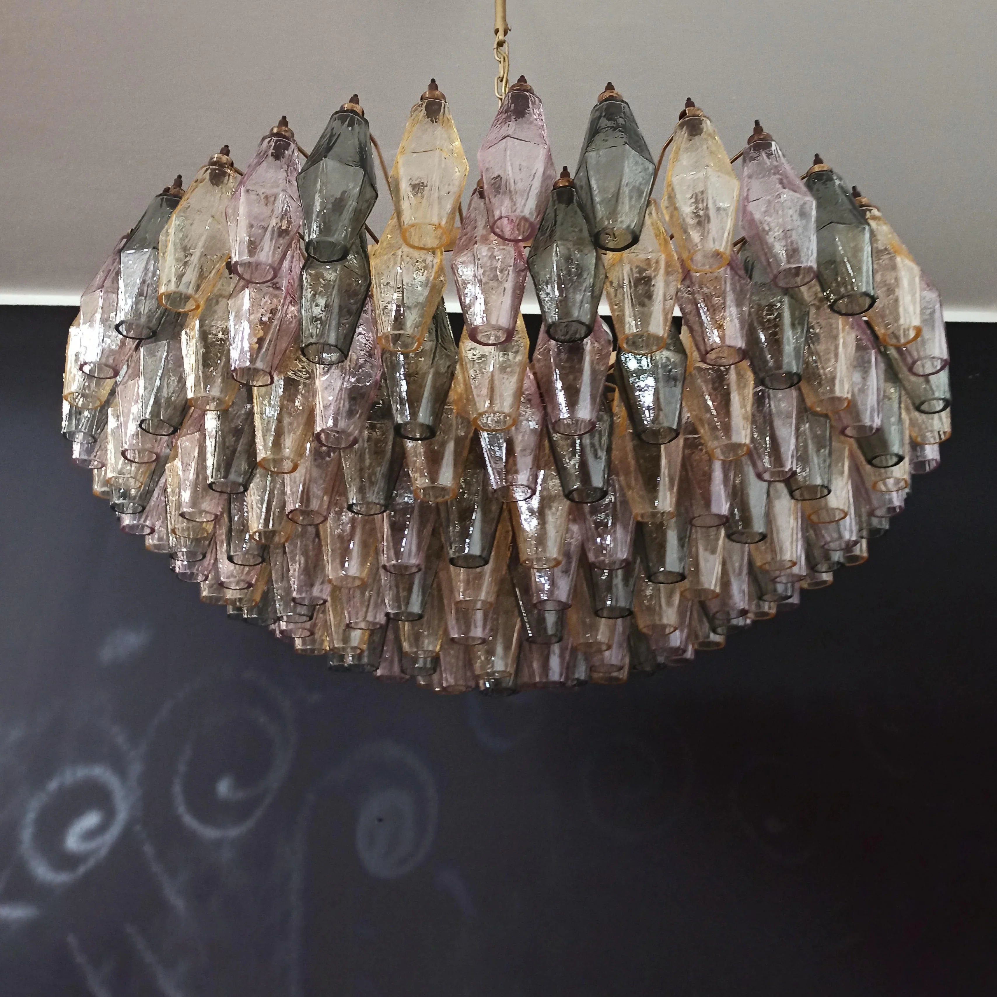 Murano Faceted Multicolor Glass Chandelier 35.4"