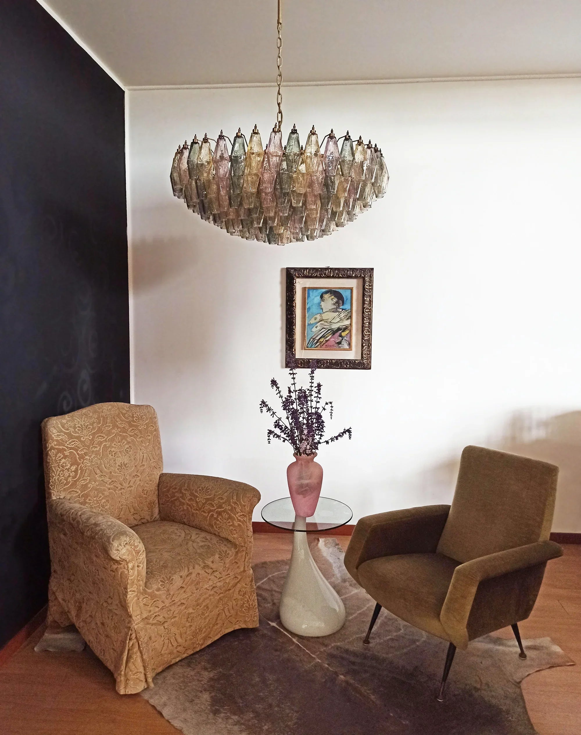 Murano Faceted Multicolor Glass Chandelier 35.4"