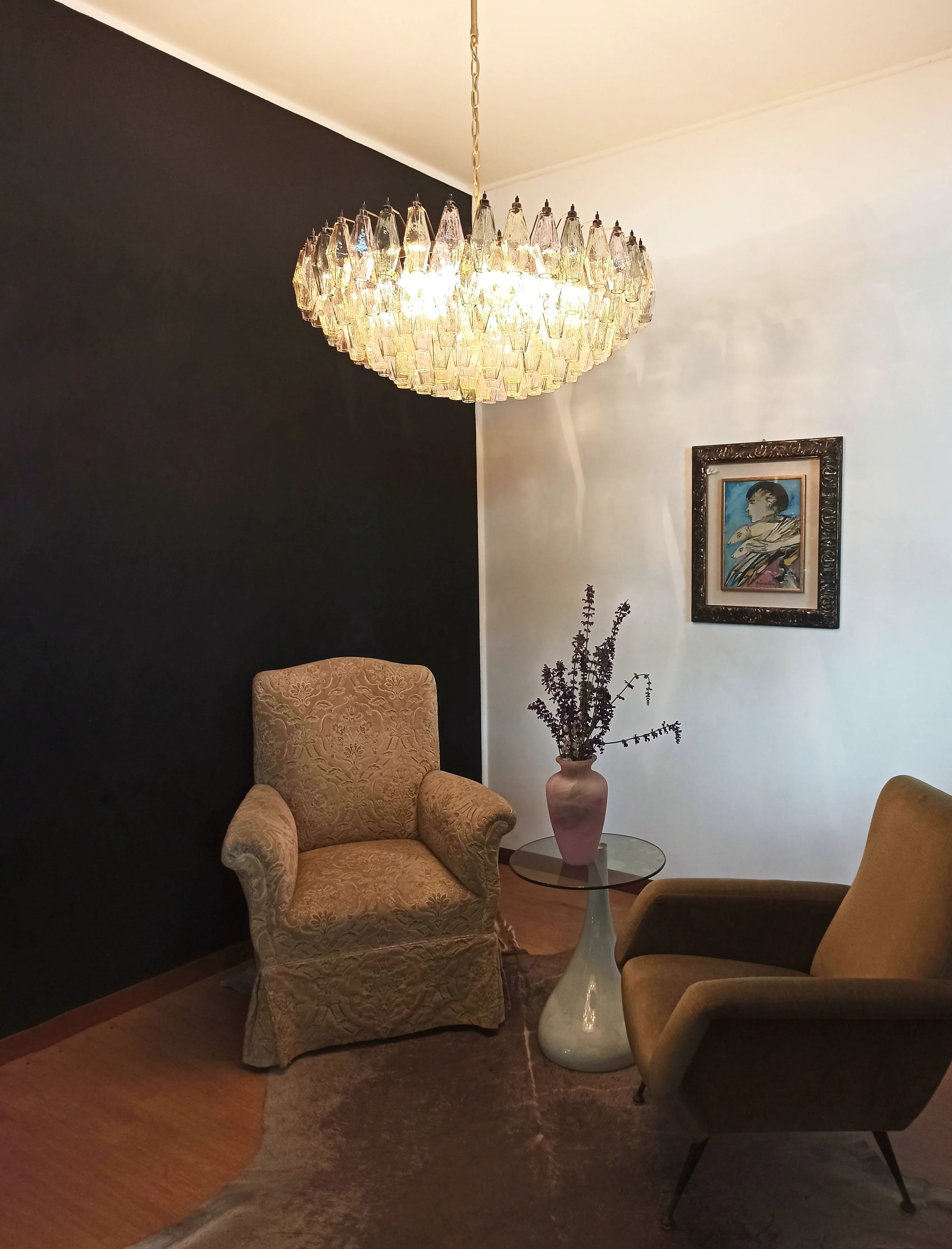 Murano Faceted Multicolor Glass Chandelier 35.4"