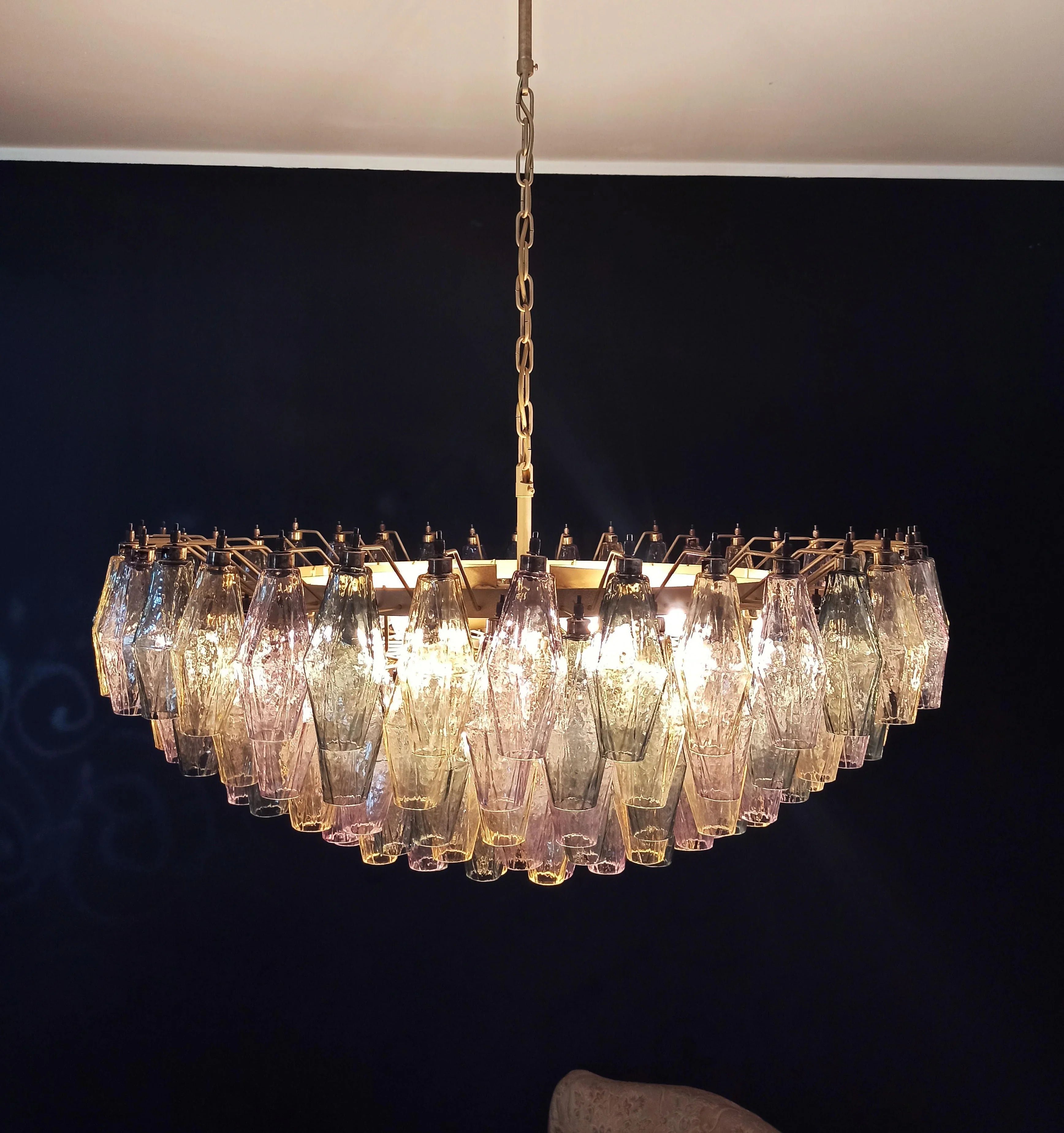 Murano Faceted Multicolor Glass Chandelier 35.4"