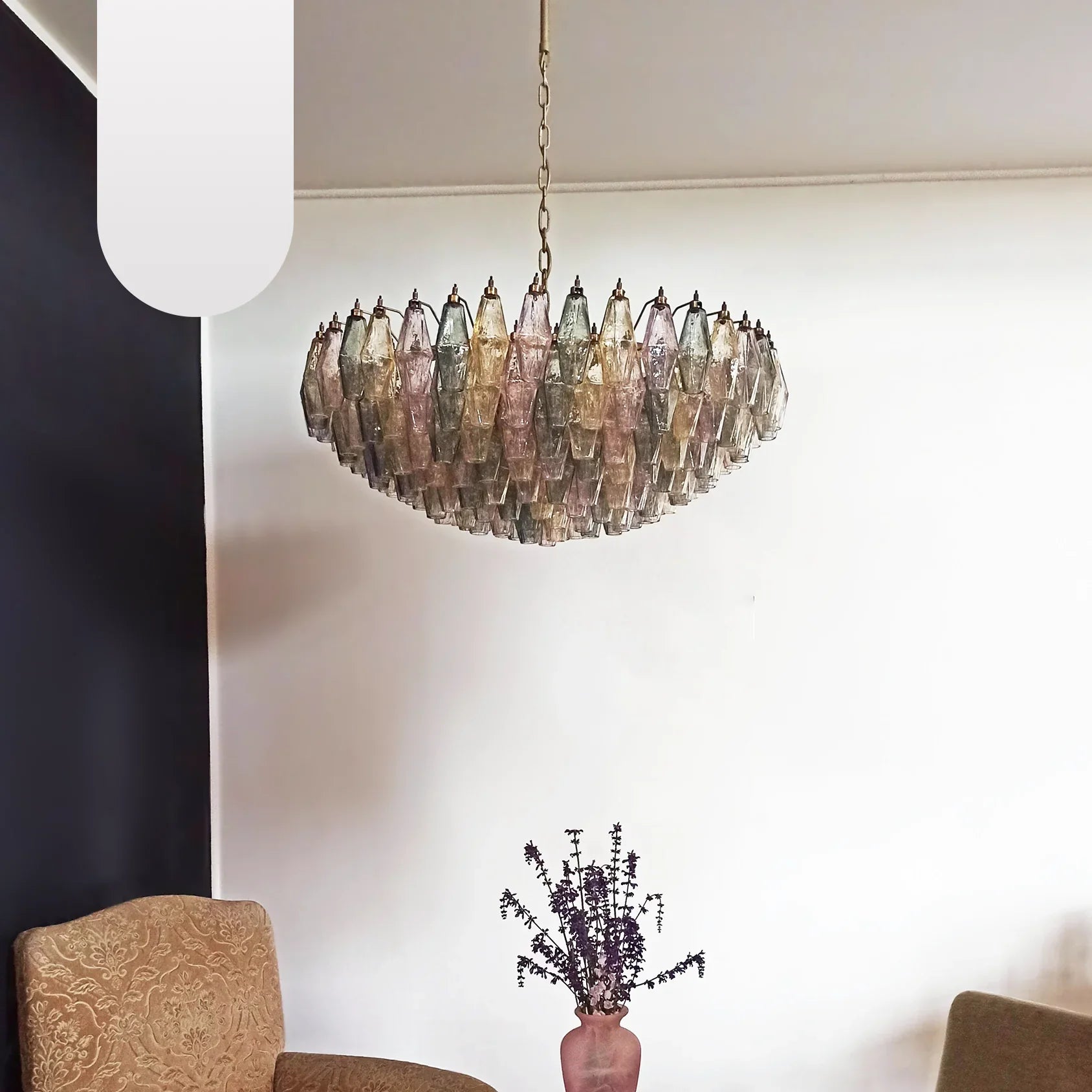 Murano Faceted Multicolor Glass Chandelier 35.4"