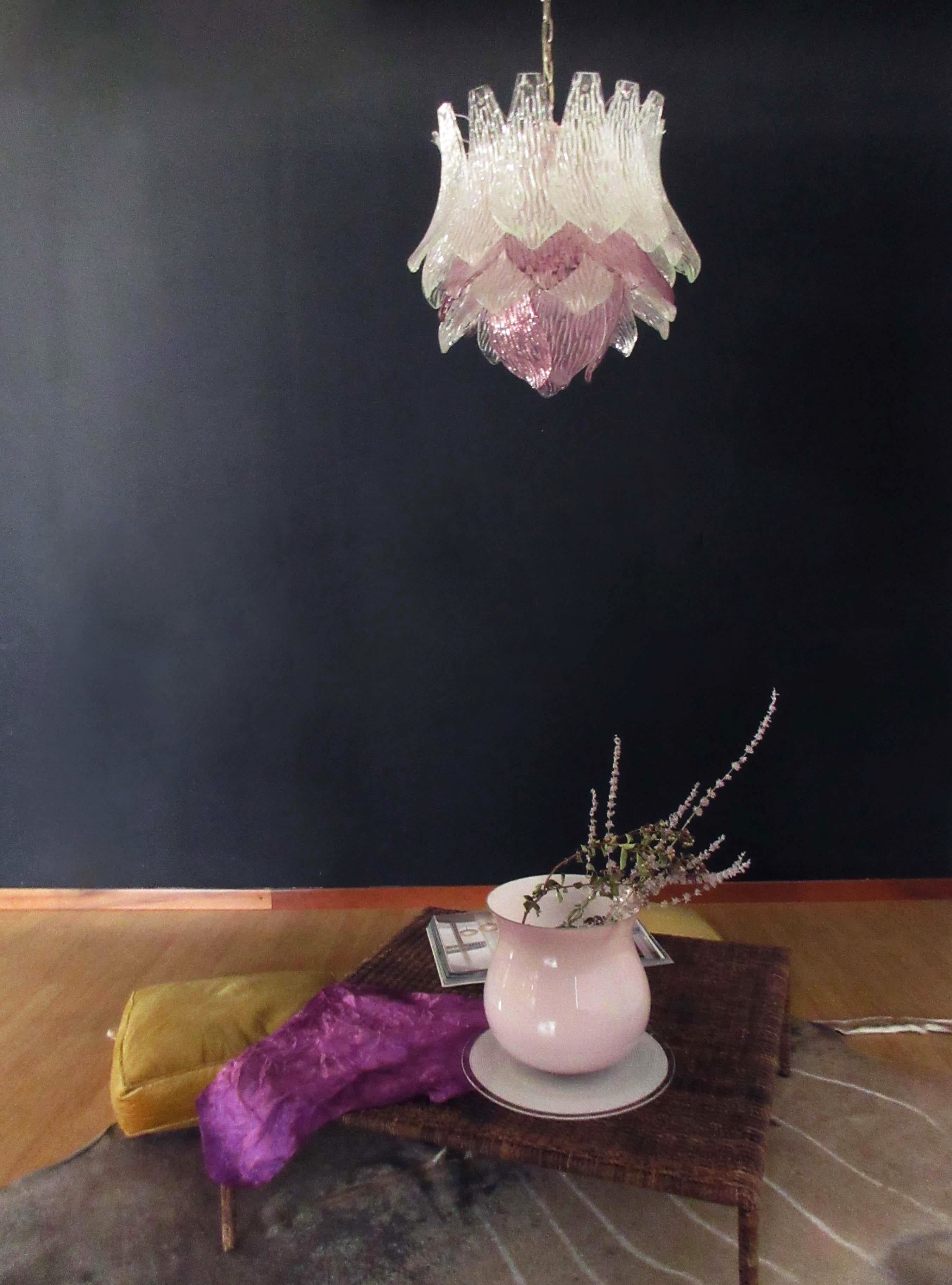 Vintage Murano Transparent Amethyst Glass Chandelier 24.8"