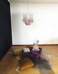 Vintage Murano Transparent Amethyst Glass Chandelier 24.8"