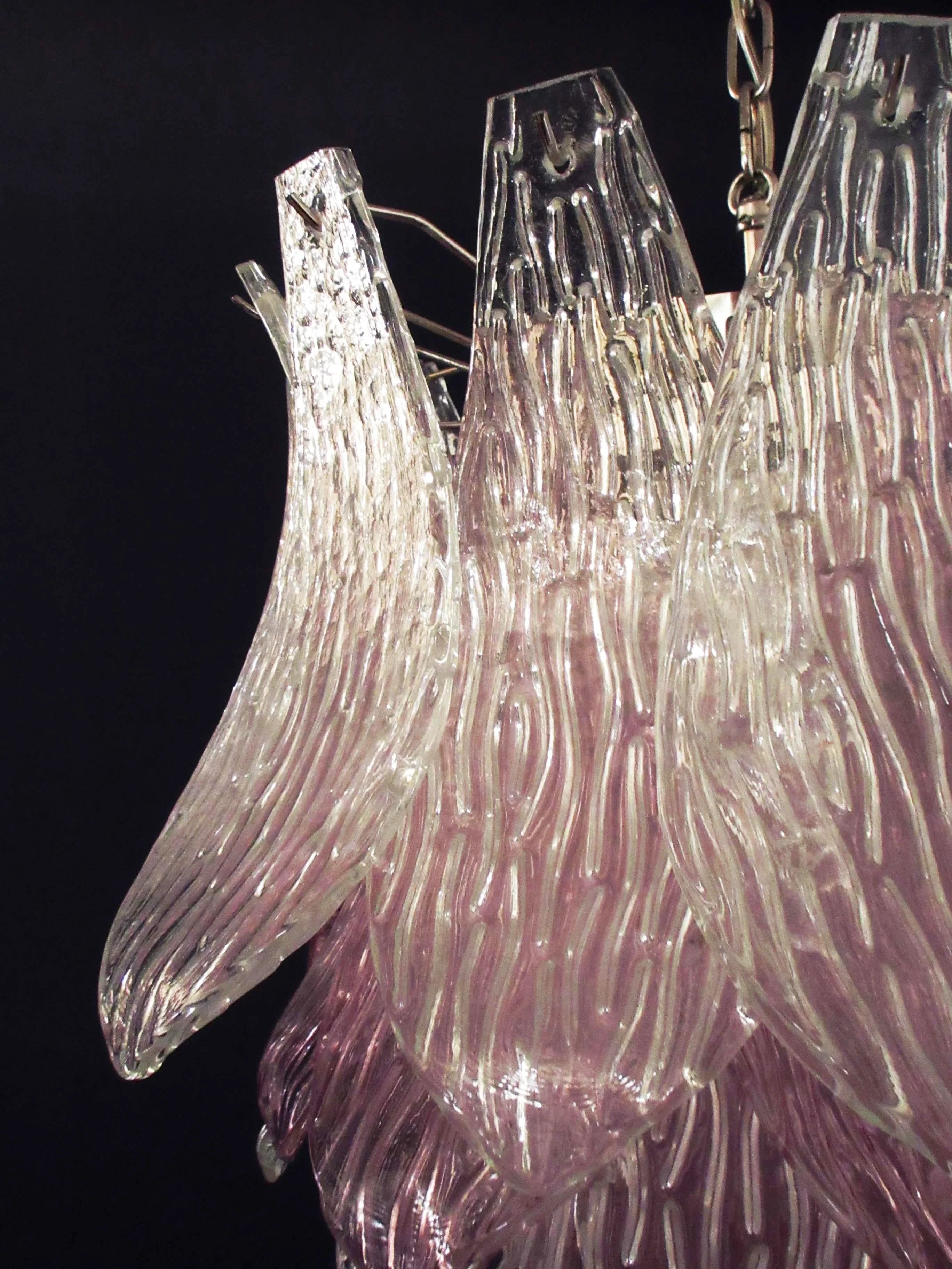 Vintage Murano Transparent Amethyst Glass Chandelier 24.8"