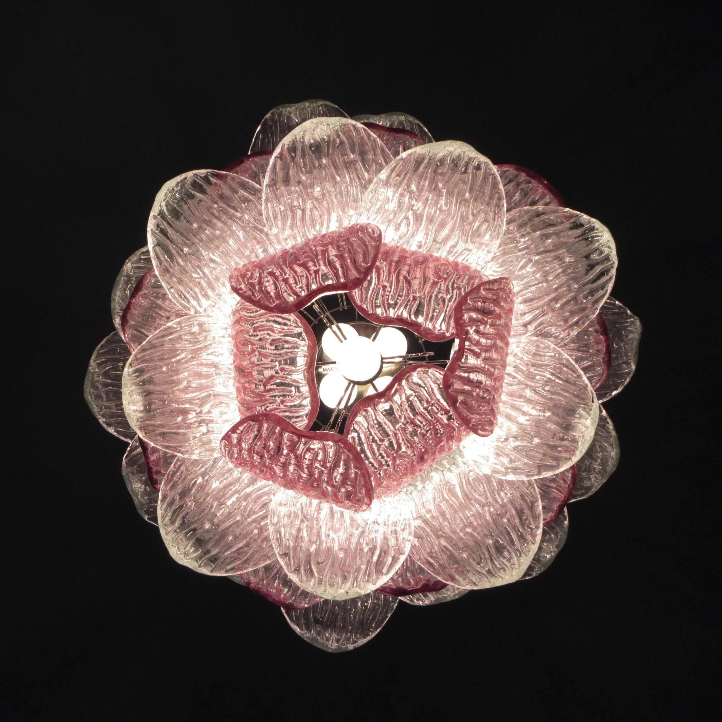 Vintage Murano Transparent Amethyst Glass Chandelier 24.8"