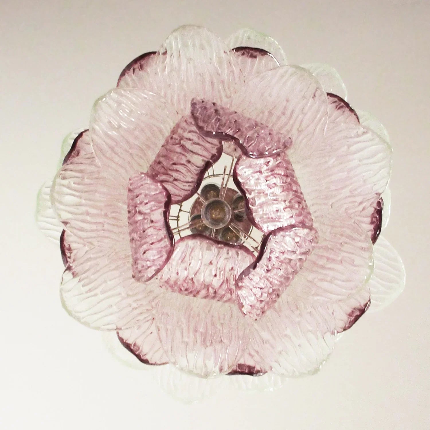 Vintage Murano Transparent Amethyst Glass Chandelier 24.8"