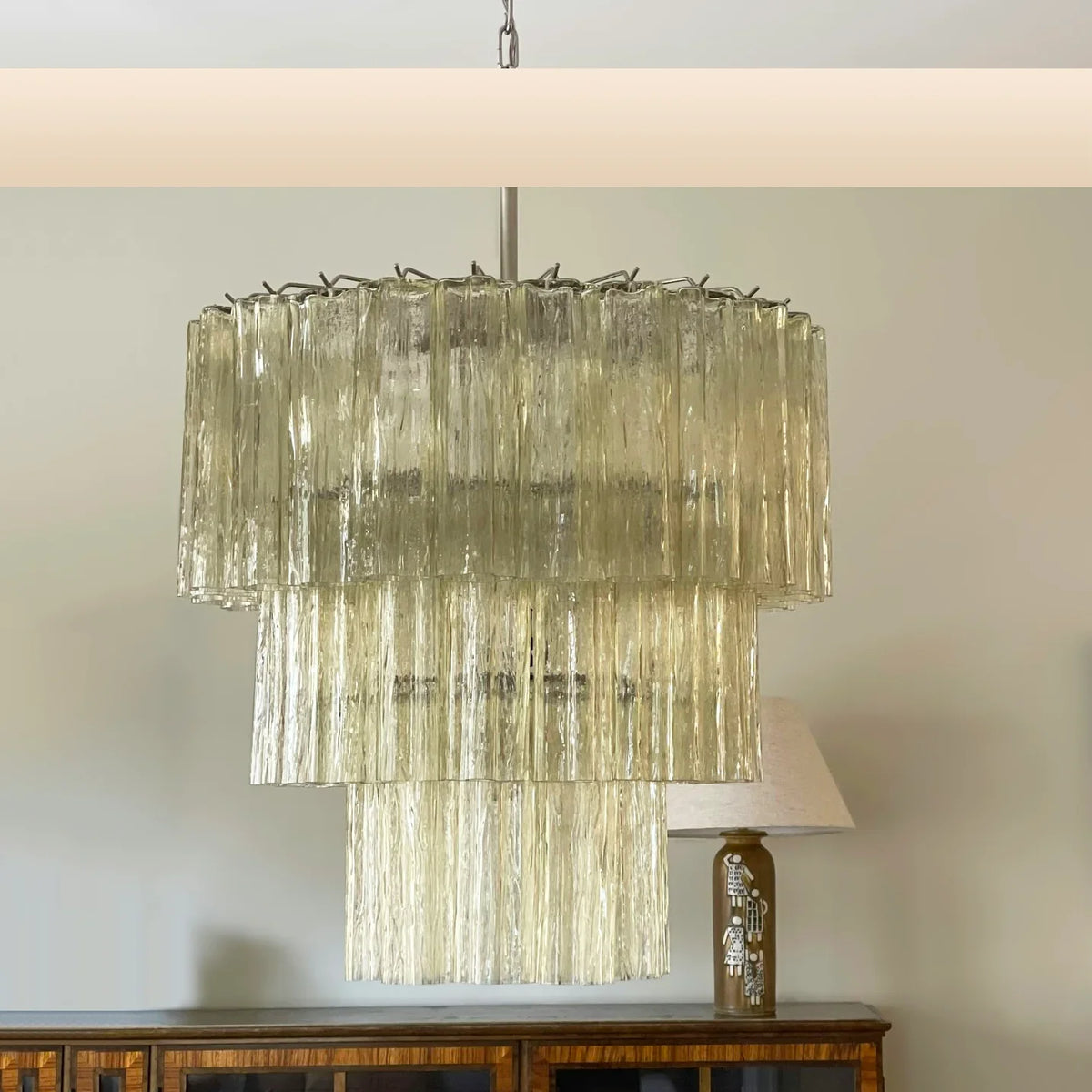 Murano Honey Glass Tube Chandelier 25.6"