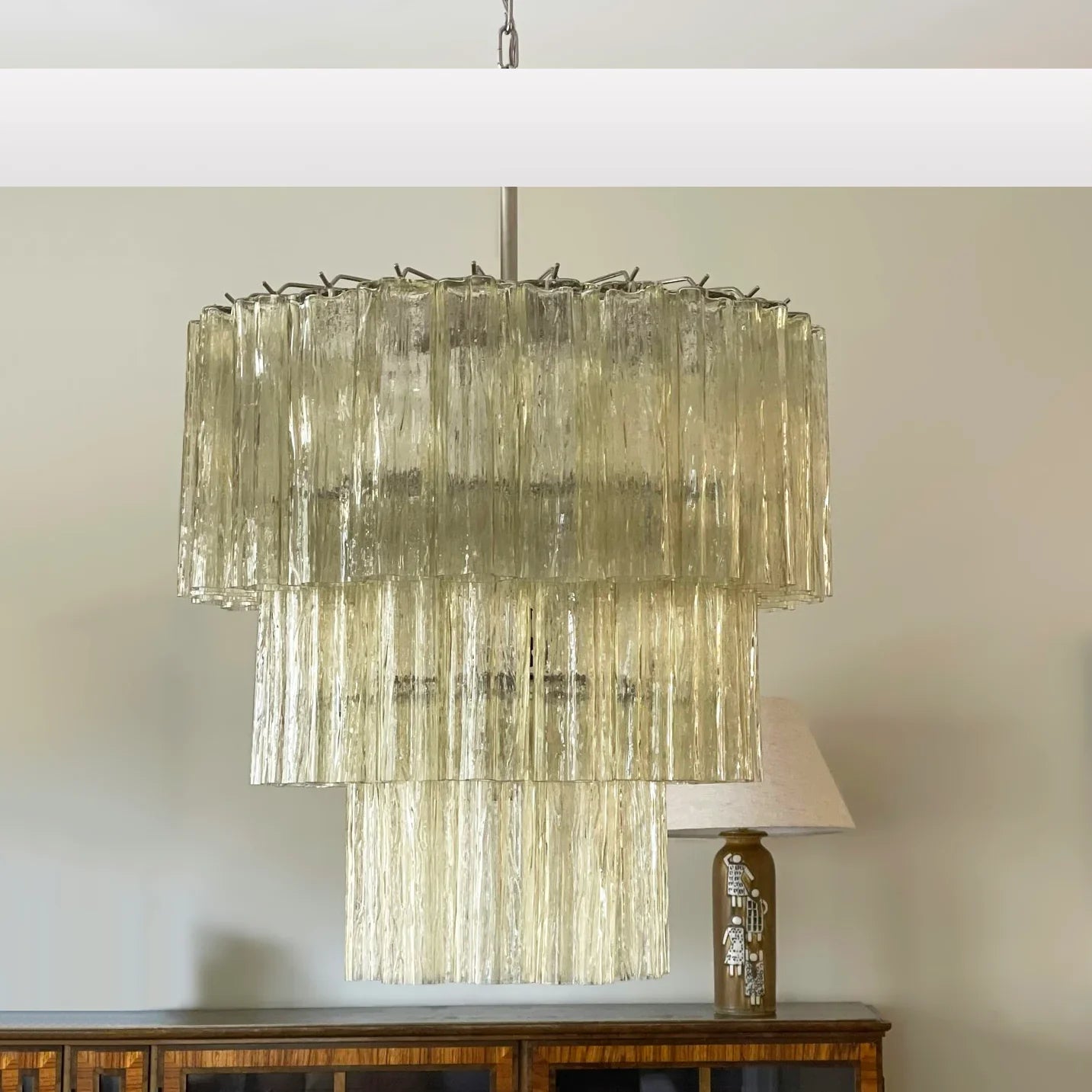 Murano Honey Glass Tube Chandelier 25.6"