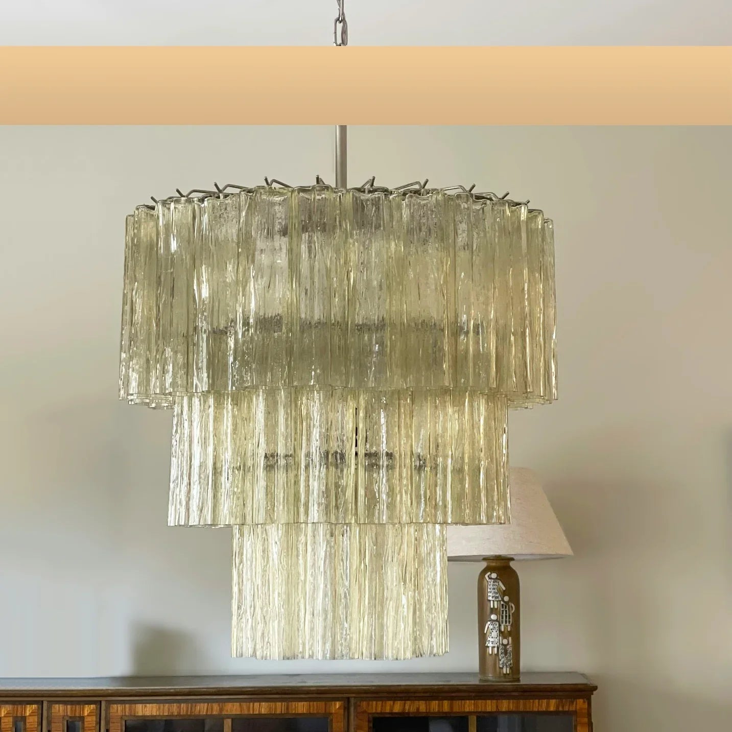 Murano Honey Glass Tube Chandelier 25.6"